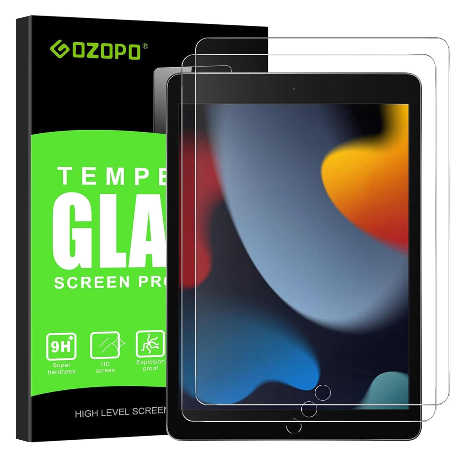 [2-Pack Screen Protector for iPad 9th Generation, iPad 8th / 7th Generation, Tempered Glass Film - iPad 10.2-Inch 2021/2020/2019 Release