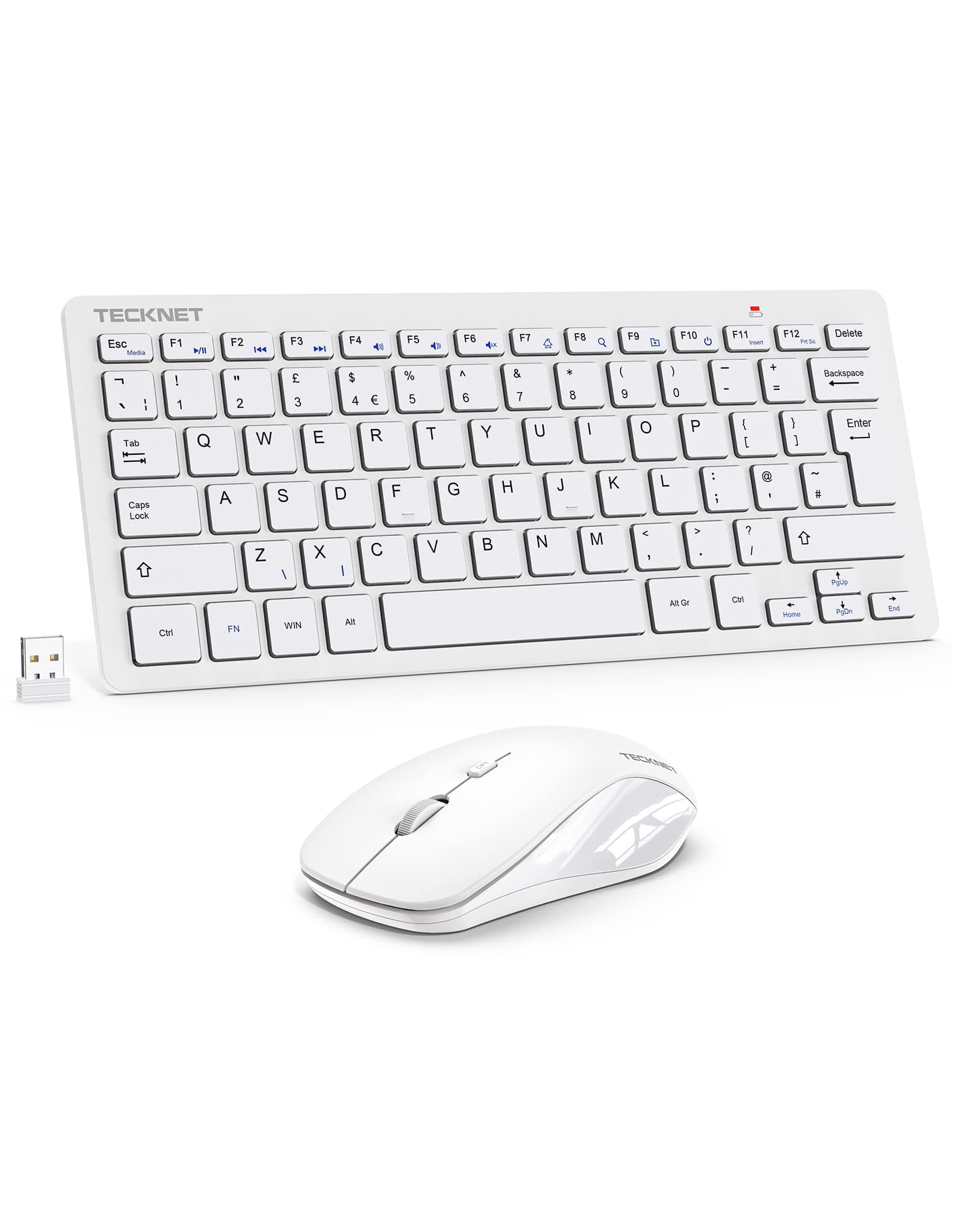 Mini Wireless Keyboard and Mouse Set, 2.4G Cordless USB Keyboard and Silent Mouse Combo with Nano USB Receiver, 12 Multimedia Shortcuts for Computer, PC, Laptop, Desktop, Smart TV