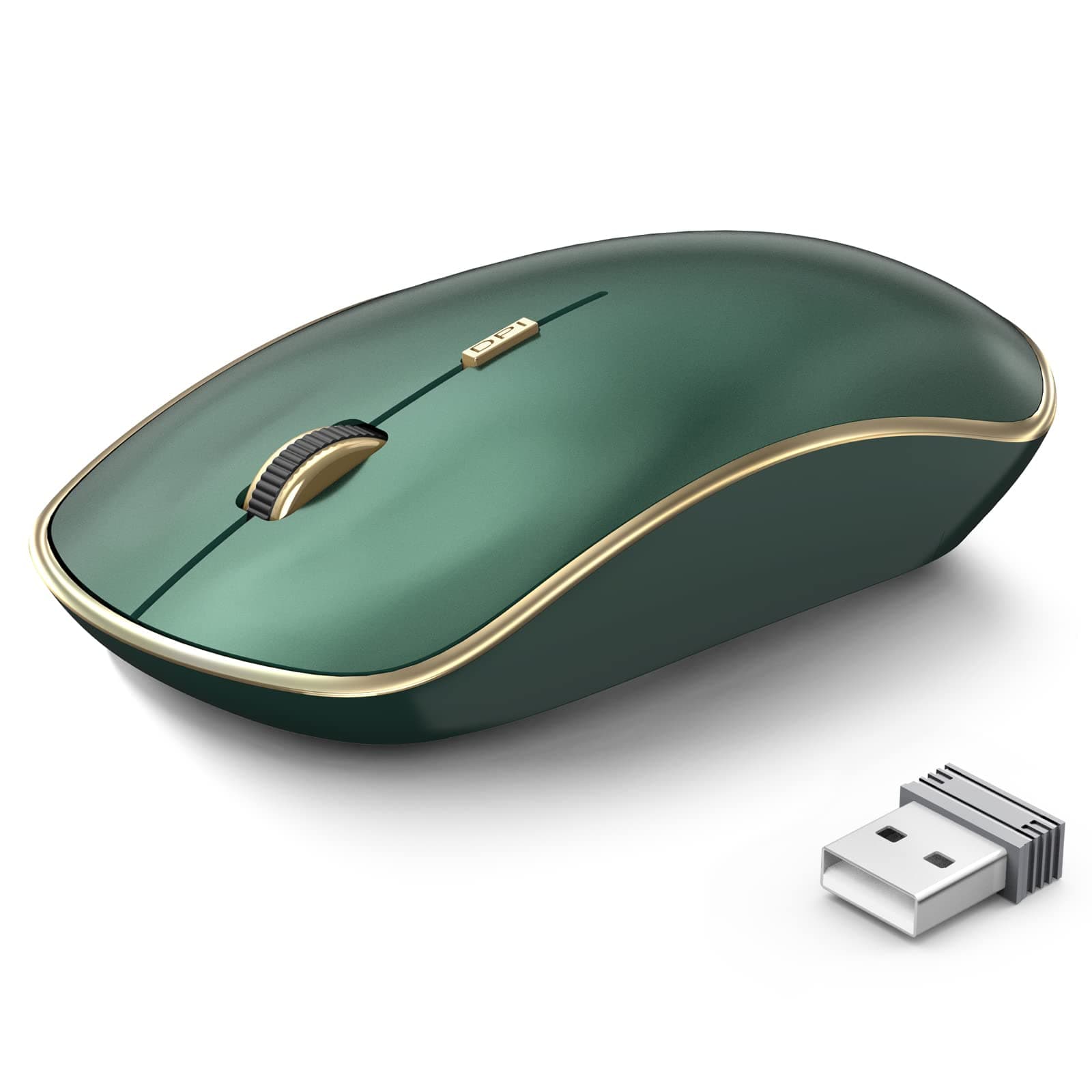 JOYACCESS 2.4G Slim Wireless Silent Mouse, Portable Wireless Computer Mouse with 5 Adjustable DPI Levels, USB Mice for Desktop, Notebook, MacBook, Chromebook, PC (Green)