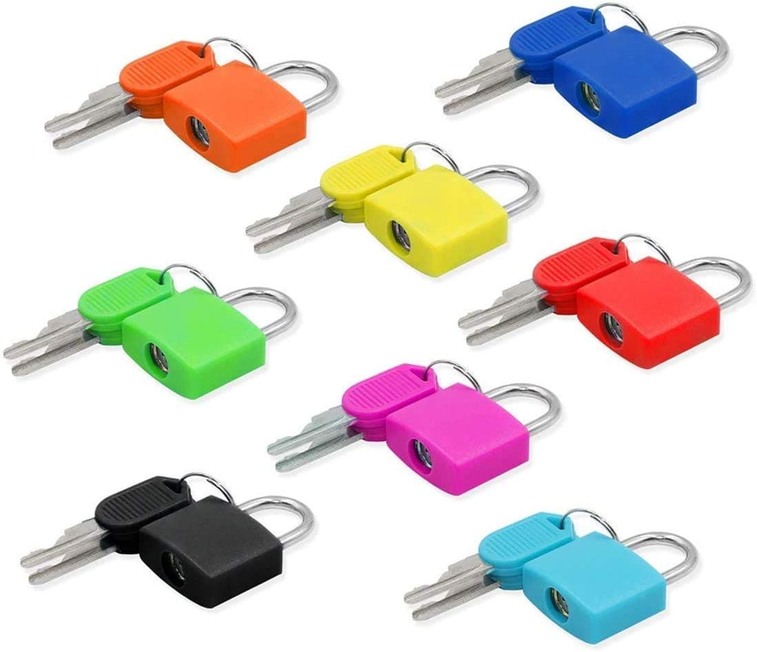 Layssa Padlock (8 Pack) Small Mini Key Locks for Luggage Lock, Backpack, Gym Locker Lock, Suitcase Lock, Classroom Matching Game and More