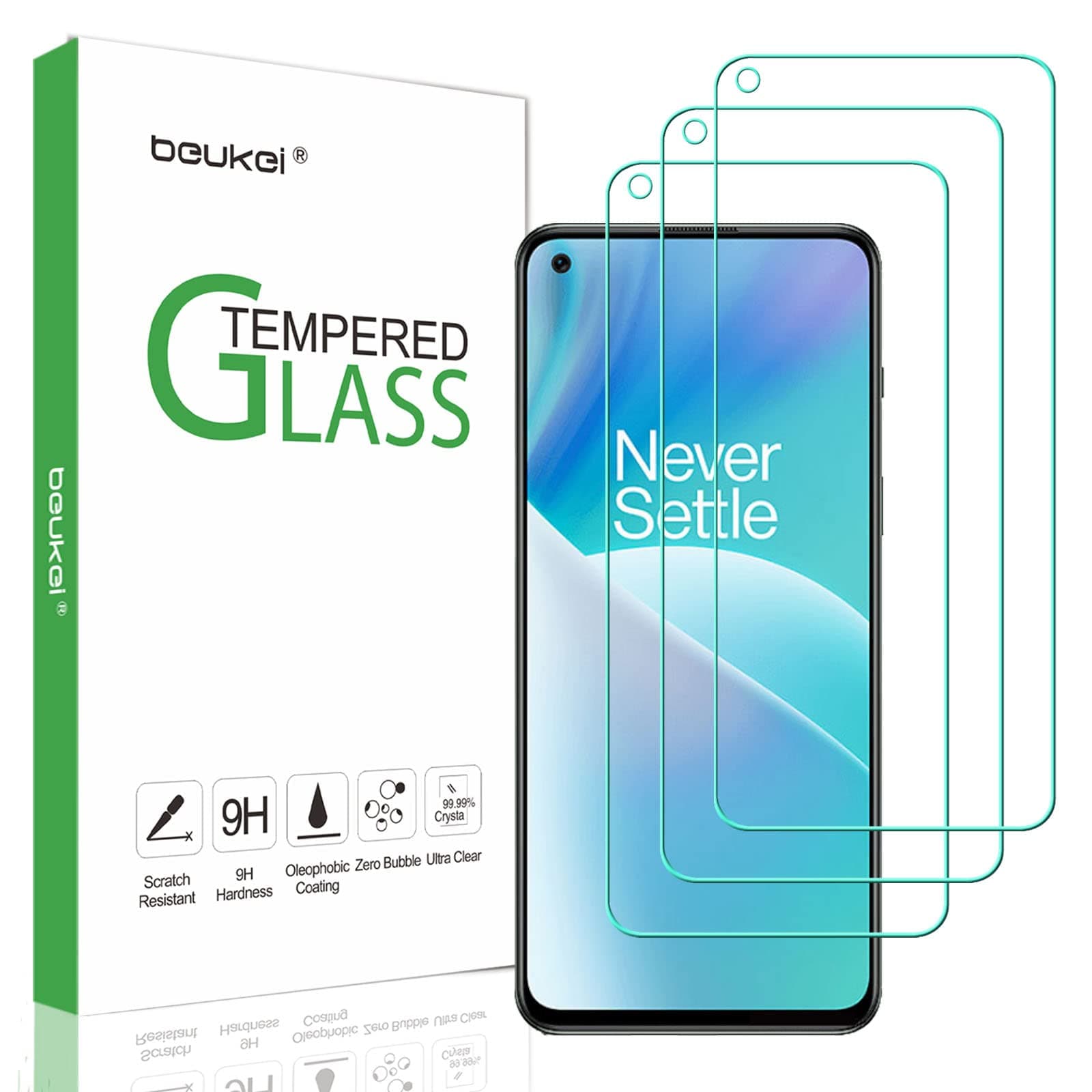 (3 Pack) Compatible for OnePlus Nord CE 2 / 2T / 2 5G Screen Protector - Tempered Glass, Touch Sensitive, Case Friendly, 9H Hardness