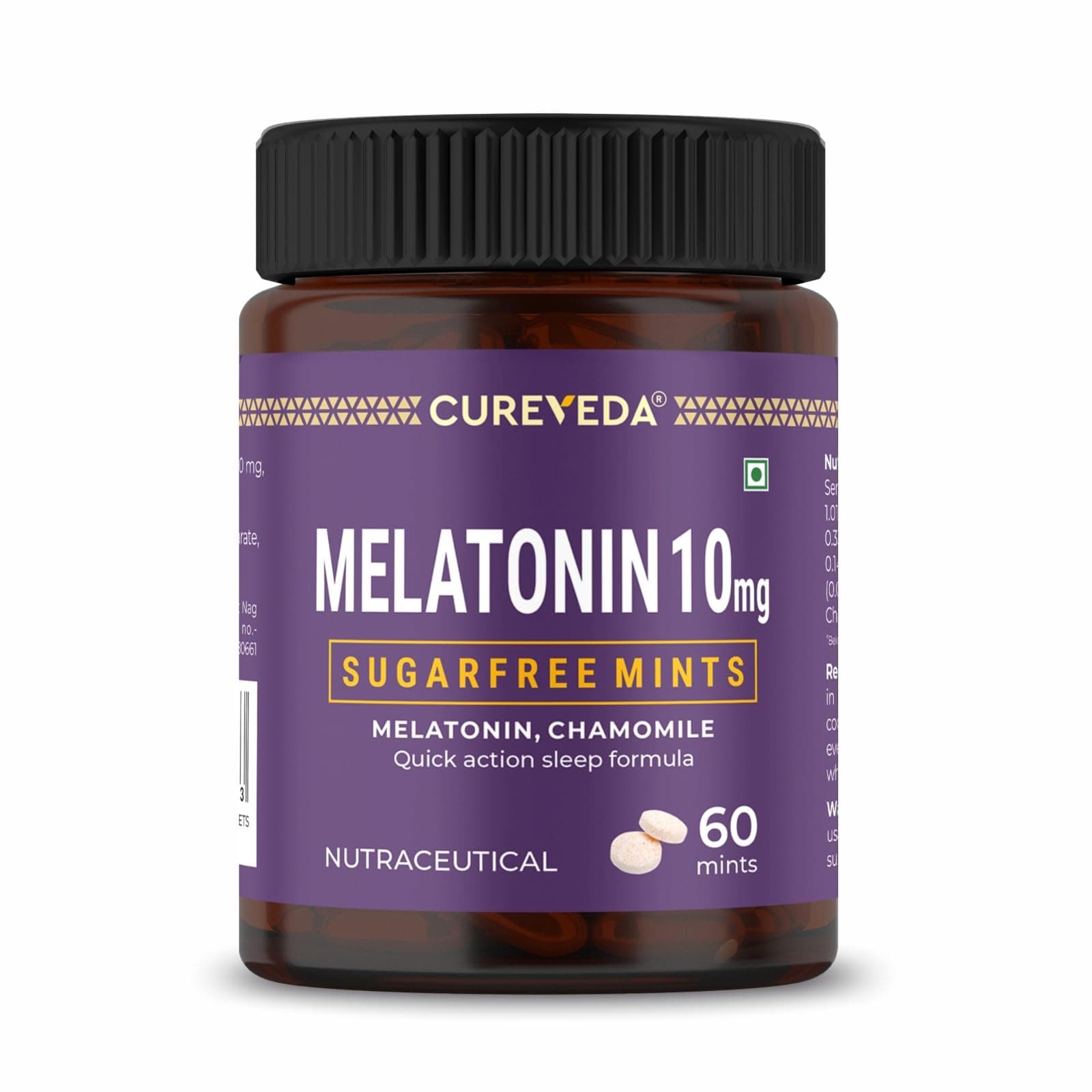 Melatonin 10mg Sleep Support Sublingual Mints 60 Mints | Fast Dissolve Oral Sleep Aid with Chamomile | Deep Sleep Supplement for Adults | Non Habit Forming Natural Sleep Aid, Vegan Sugar Free Night Support