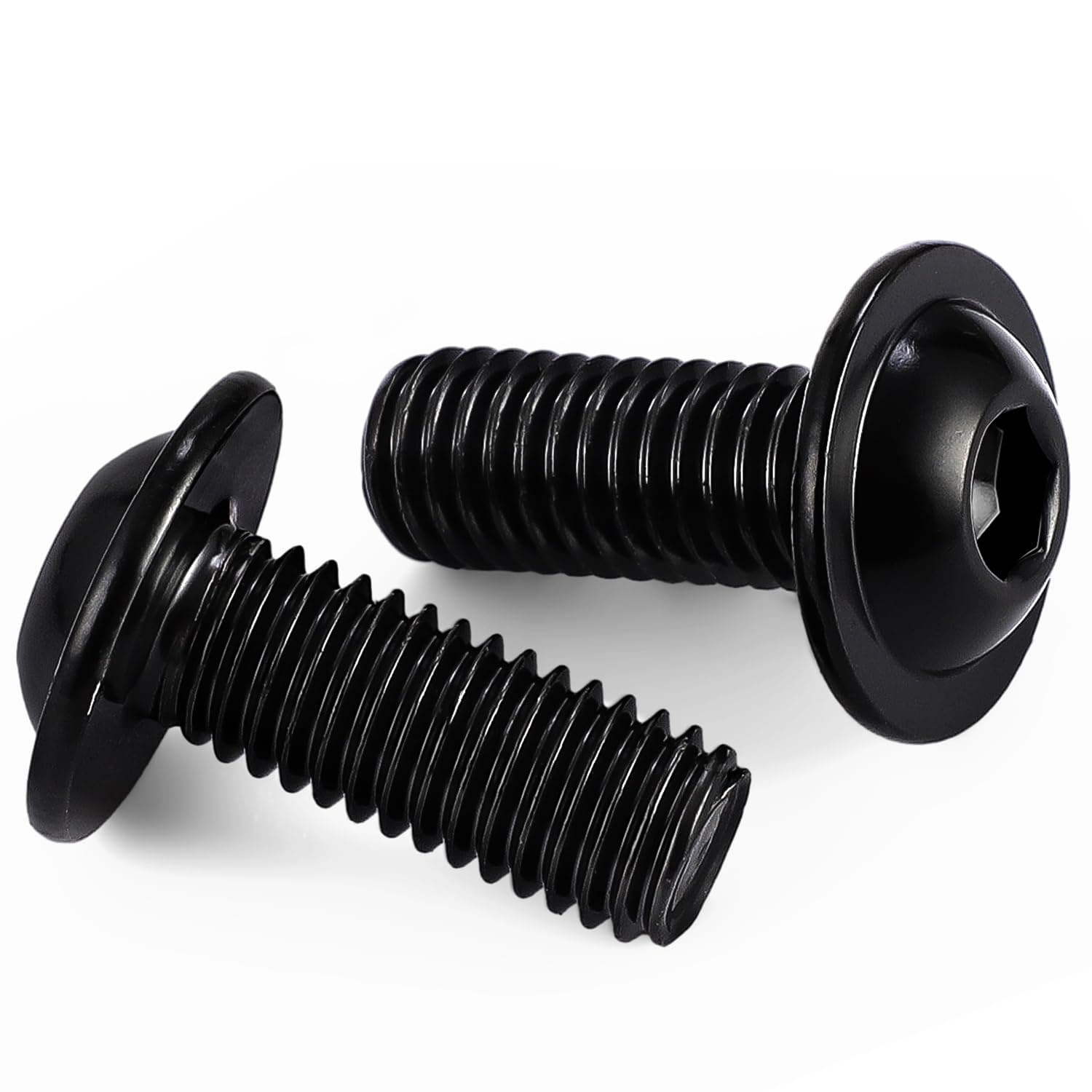 M6-1.0 x 12mm Flanged Button Head Socket Cap Screw Bolts, Allen Socket Drive, Stainless Steel 304, Black Finish, Quantity 25