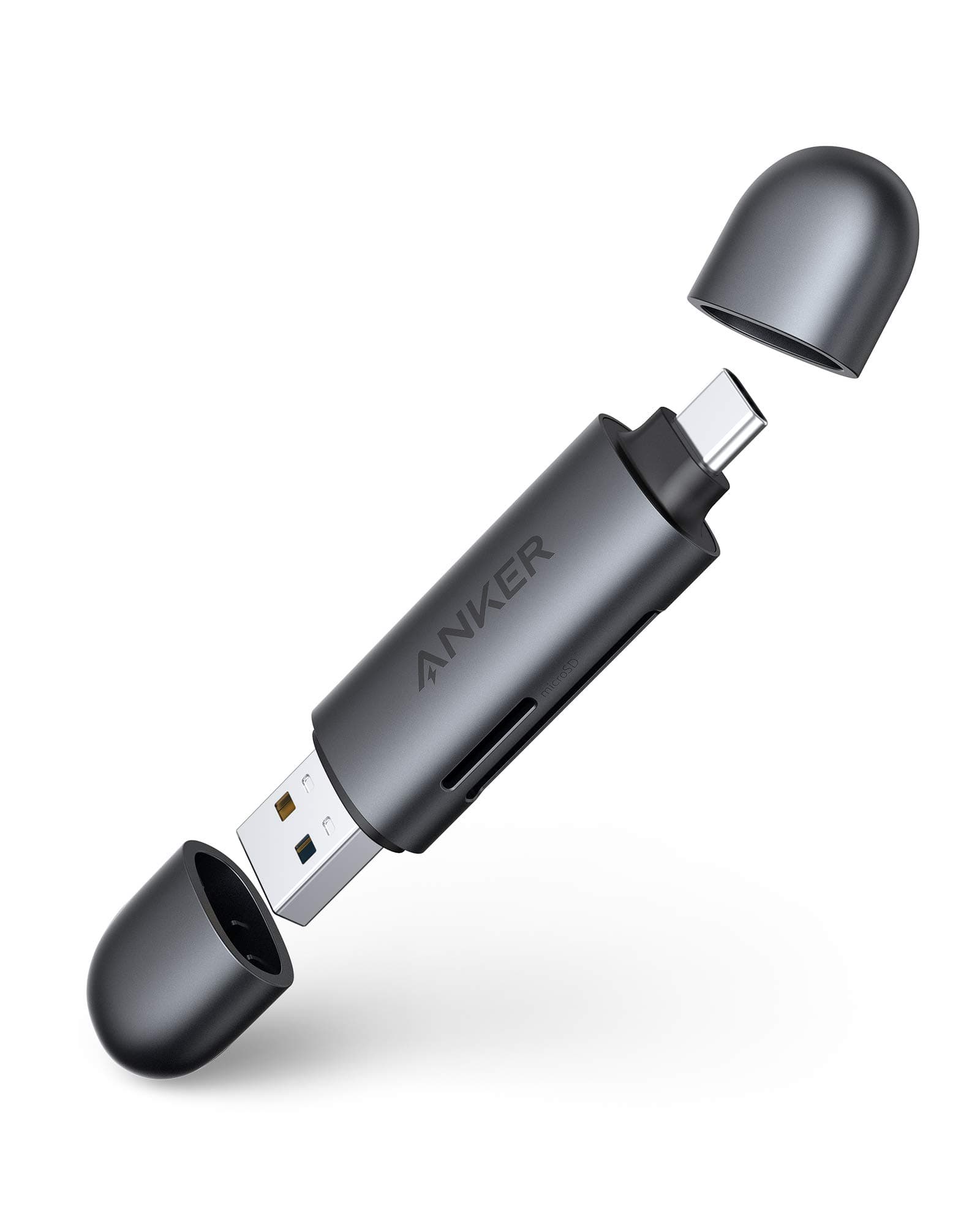 Anker USB-C and USB 3.0 SD Card Reader, PowerExpand+ 2-in-1 Memory Card Reader with Dual Connectors, for SDXC, SDHC, (Micro) SD, MMC, RS-MMC, Micro SDXC, Micro SDHC, and UHS-I