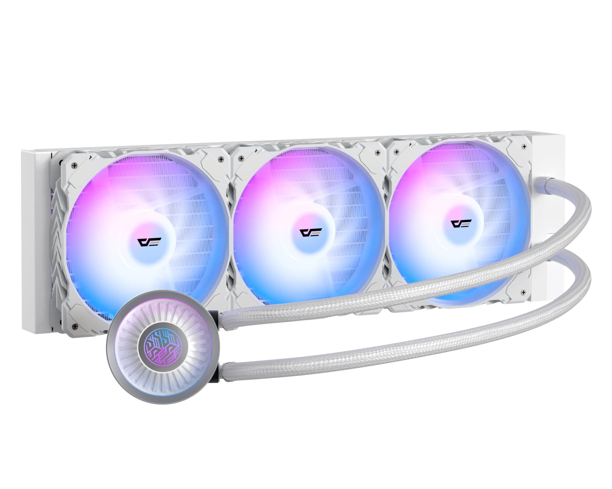 darkFlash DN360A AIO CPU Liquid Cooler, High-Performance Pump, ARGB Sync, PWM Fans, with Customizable darkFlash Logo Display, Compatible with Intel 1851/1700, AMD AM4/AM5 (White, 360mm AIO)