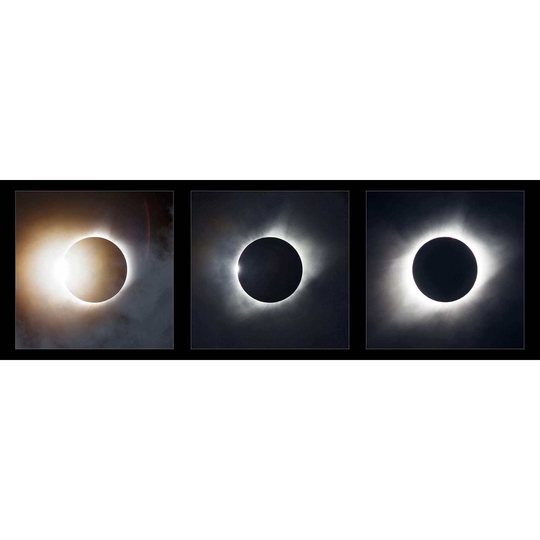 2017 Eclipse Panorama Photo Print Set, Total Eclipse Photography, Great American Eclipse Wall Art, Astrophotography Home Decor
