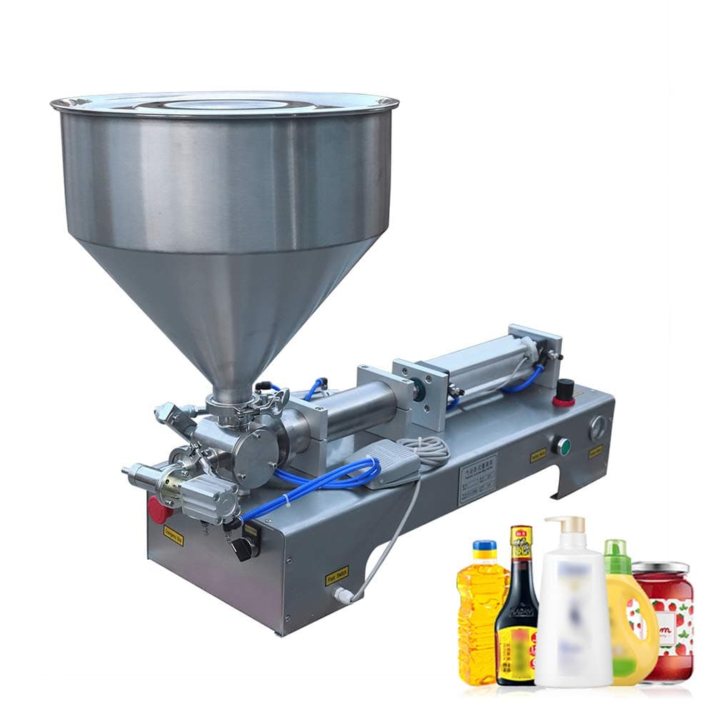Pneumatic Liquid Paste Filling Machine, 100-1000ml Horizontal Single Head Paste Filling Machine, Stainless Steel Liquid Filling Machine, Suitable for Cosmetics, Fruit Juice Drinks and Care Products.