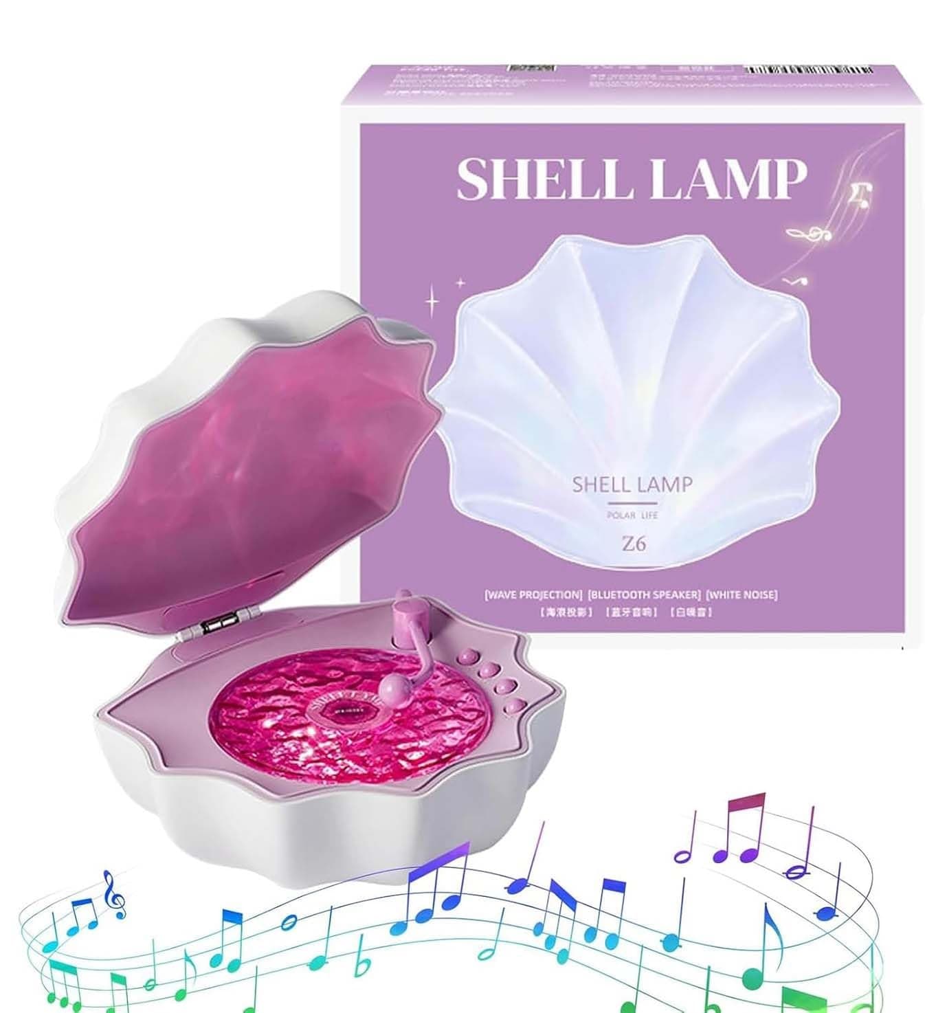 Shell Speaker, Shell Vinyl Speaker, Retro Themed Shell Speaker, Shell Wave Lamp Speaker, Cozy Shell Bluetooth Speaker, Shell Lamp with Bluetooth Speaker, Aqua Vinyl Waves Mini Speaker(Pink)