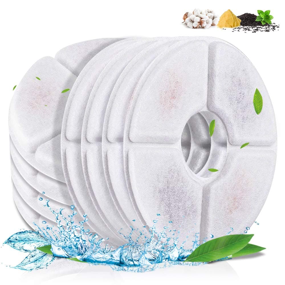 Comsmart Pet Fountain Filter Set, 3 Triple Filtration System Replacement Cat Water Fountain Filters for Round 81oz/2.4L Automatic Pet Fountain Cat Water Fountain (Pack of 8)