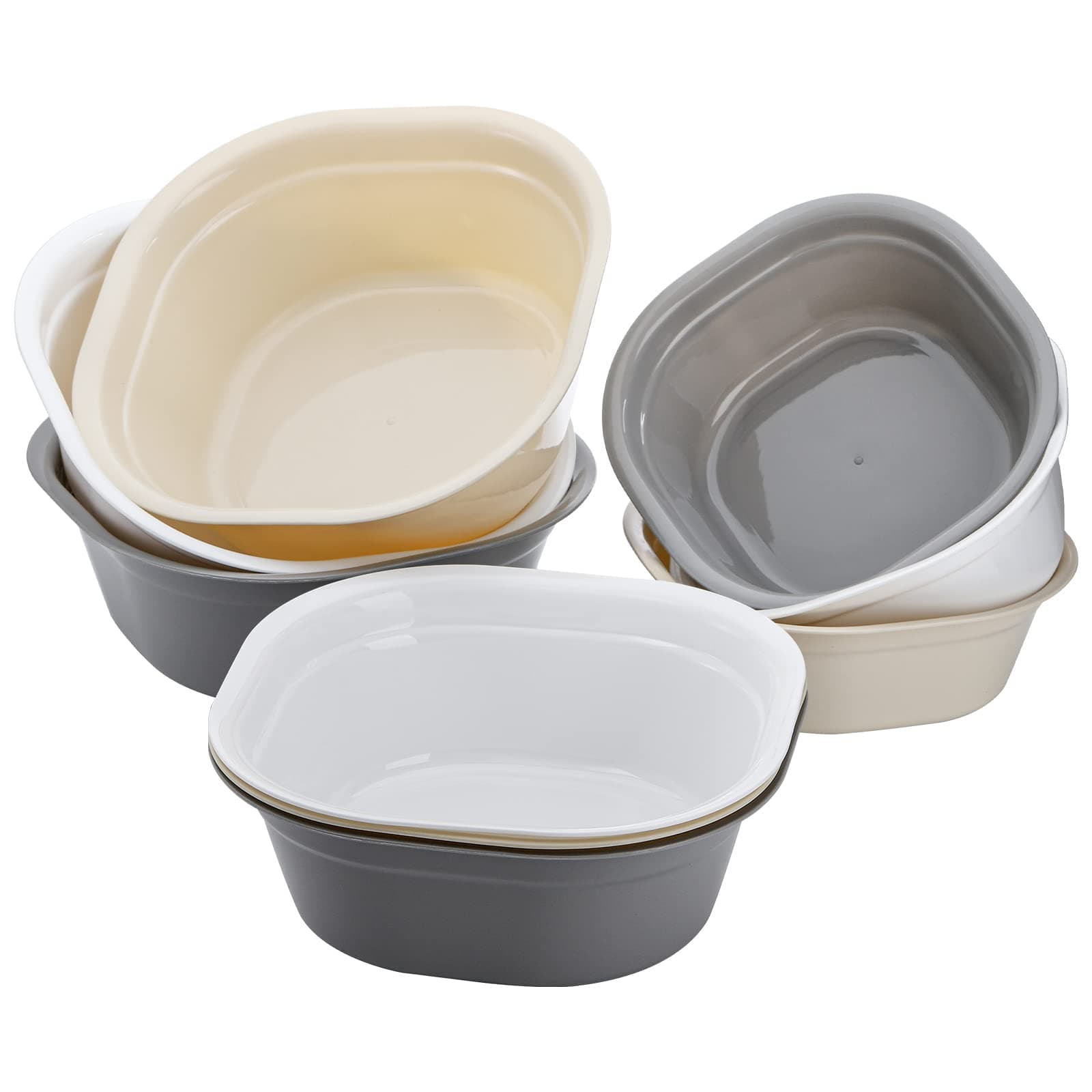 ZOOFOX 6 Pack Wash Basins, Rectangular Plastic Hospital Bedside Soaking Tub, 12 Quart Portable Dish Pans for Washing and Storage Cleaning Supplies