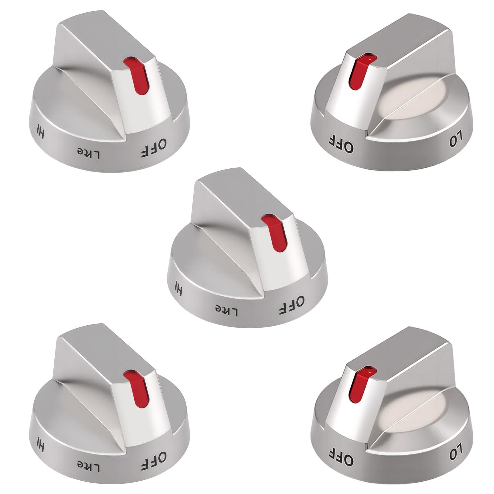 【5-Pack】 Upgraded DG64-00473A Burner Control Dial Knob Range Oven Replacement Compatible with Samsung Gas Range/Oven/Stove,Sturdy Stainless Steel Reinforcement Ring.