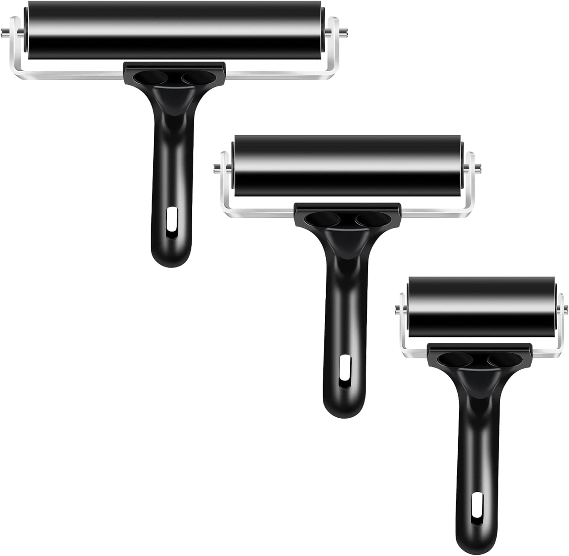 VinBee Soft Rubber Brayer Rollers for Crafting Brayer Rollers for Printmaking Brayer Tool Paint Brush Ink Applicator Art Craft Oil Painting Tool 3 Pack (2.4 inch,4 inch,5.9 inch)