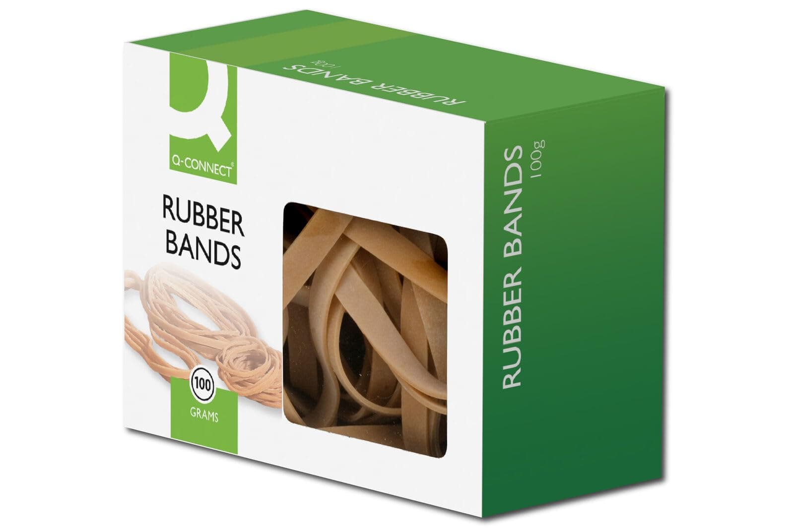 Q-Connect Rubber Bands Assorted Sizes 100g,Green