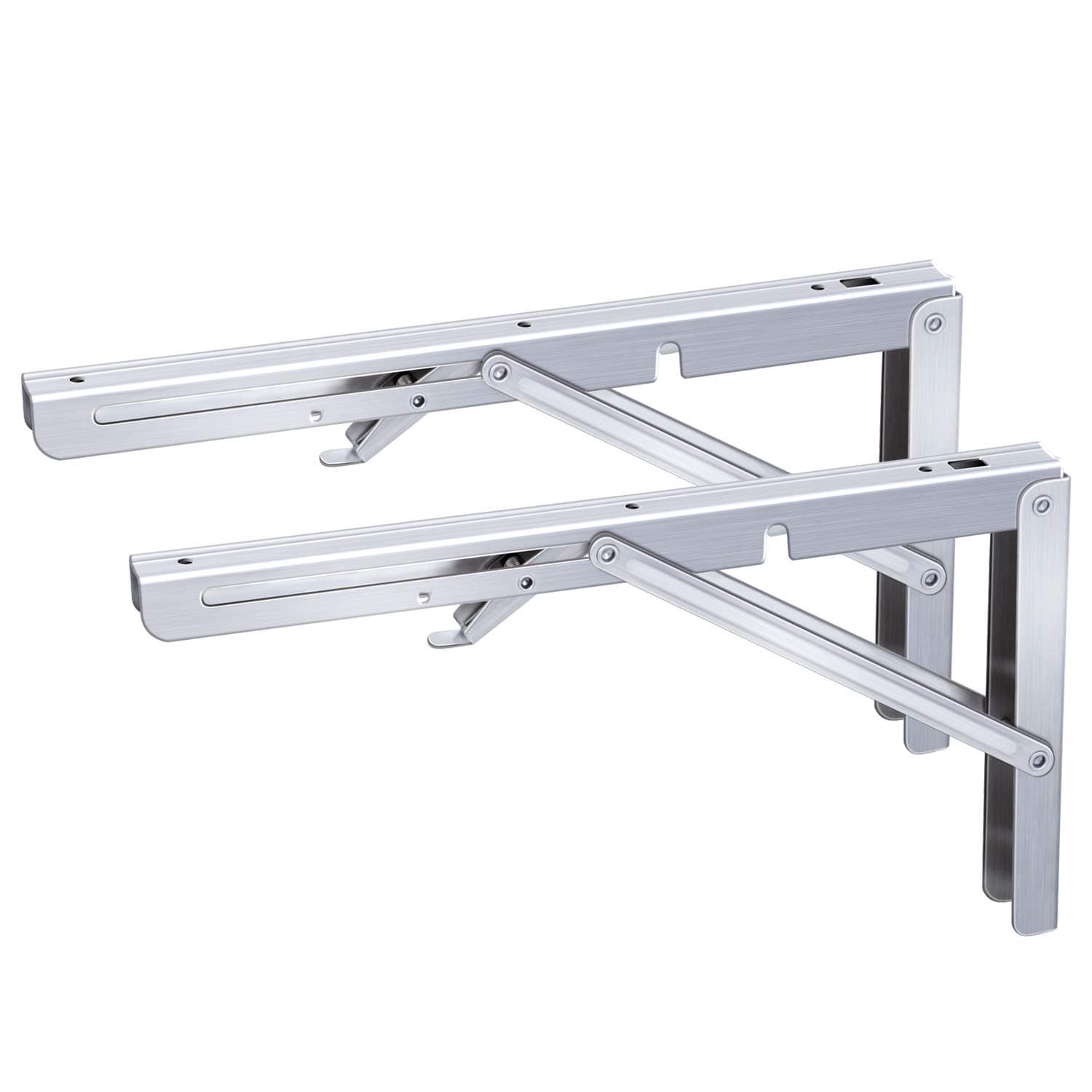 Folding Shelf Brackets Stainless Steel Fold Down Table Brackets 2 Pcs Floating Shelf Brackets 12" Wall Mounted Brackets for Shelves 440lb Heavy Duty Collapsible Shelf Bracket for Table