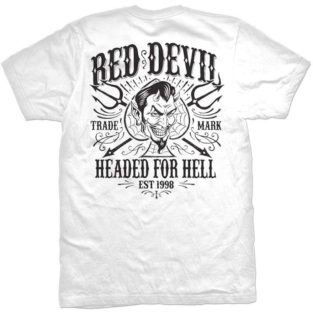 RED DEVIL CLOTHING Headed for Hell Front & Back (L) White
