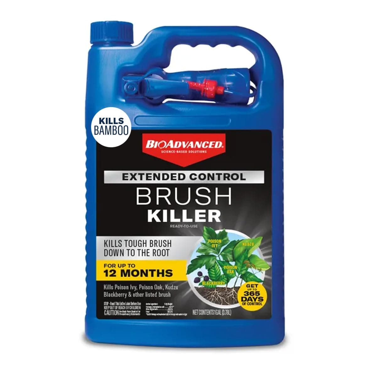 BioAdvanced Extended Control Brush Killer Spray - Bamboo Killer Spray - Ready-to-Use - Kills Tough Brush Like Bamboo & Poison Ivy - Lasts Up to 365 Days - Visible Results in 1-28 Days - 1 gal Bottle