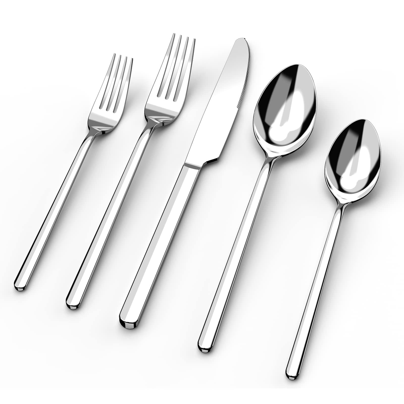 Silverware Set, 20 Piece Flatware Cutlery Set for 4, 18/10 Stainless Steel Silverware Mirror Polished Dishwasher Safe for Home, Restaurant, Wedding, Party(Silver, 20 pieces for 4)