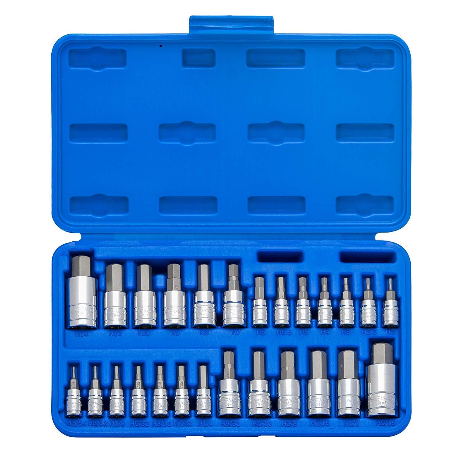 01144A Tamper-Proof Hex Bit Socket Set, 26 Pieces | SAE (5/64-9/16”) and Metric (2-14MM)