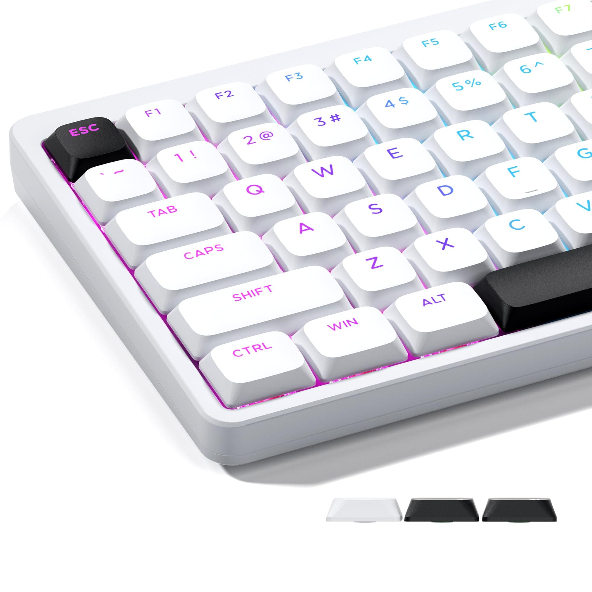 XVX Low Profile White Keycaps, Shine Through Keycap Set, Double Shot PBT Key caps, Bow Keyboard Keycaps Compatibility for 60% 75% 80% 85% 100% MX Switches Mechanical Keyboard