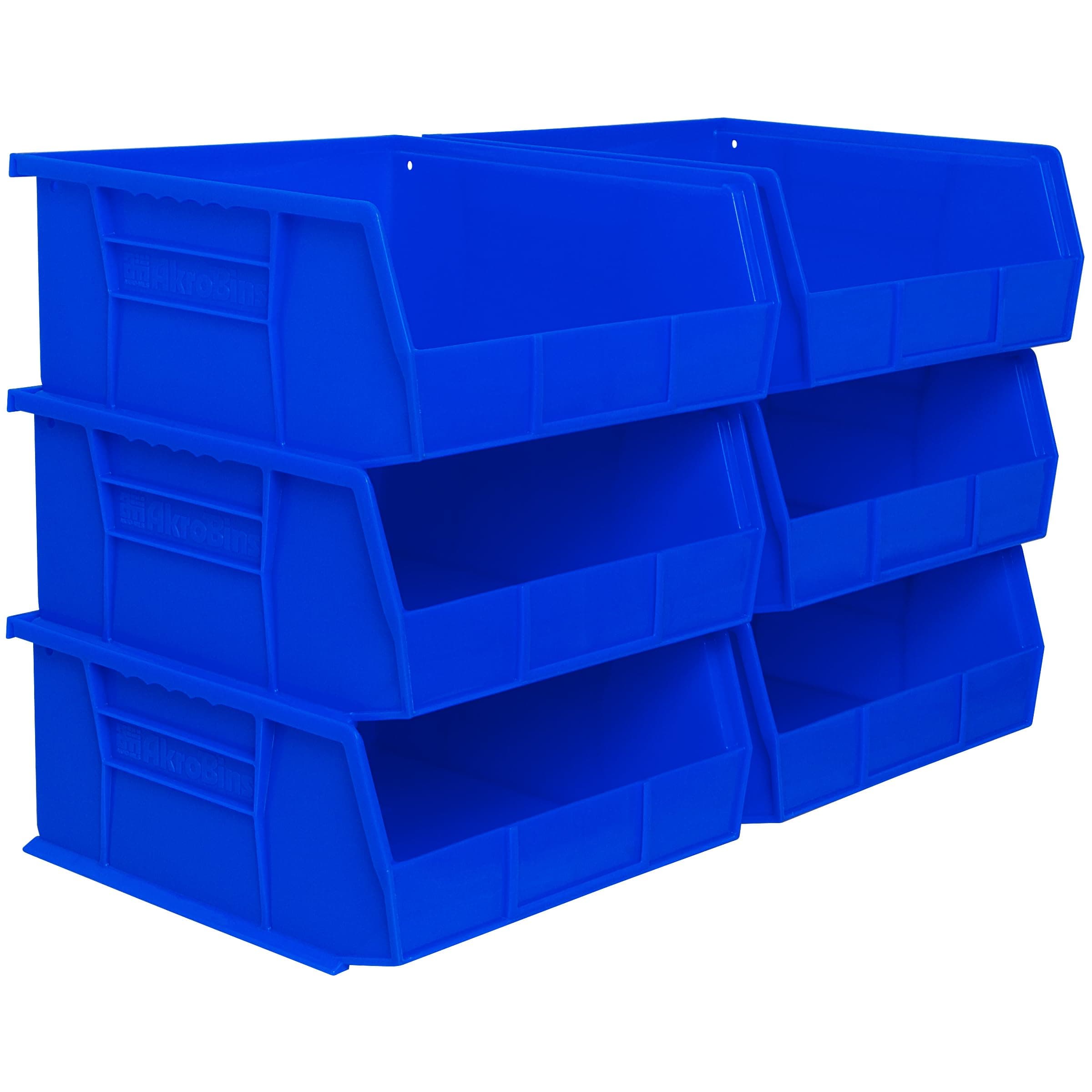 30235 AkroBins Plastic Storage Bins, Space-Saving Stackable Bins, Garage Organization Bins, Pantry Organization, Craft Storage, 11-Inch x 11-Inch x 5-Inch, Blue, 6-Pack