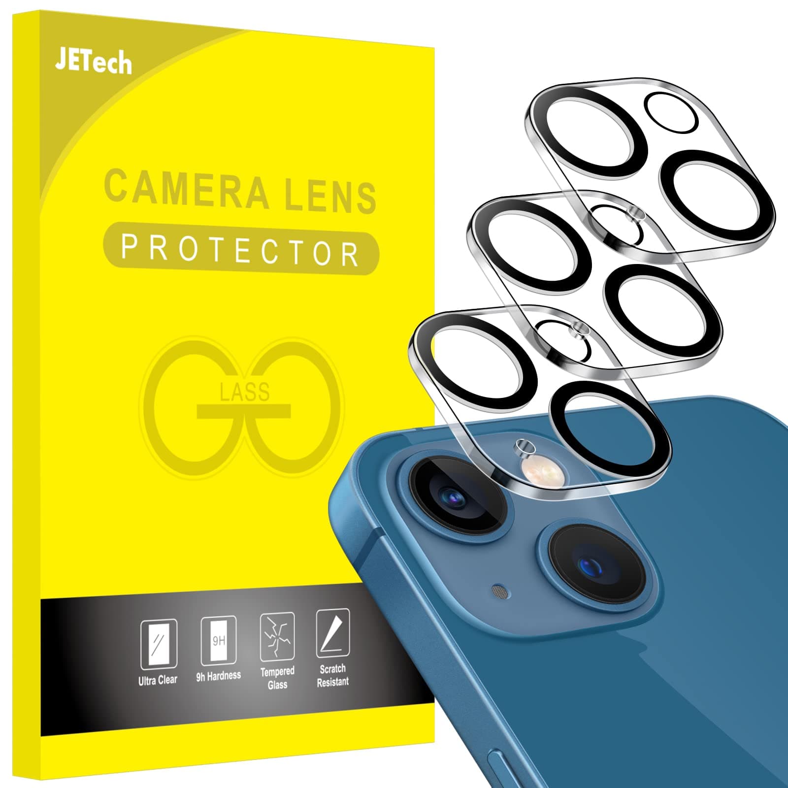 Camera Lens Protector for iPhone 13 6.1-Inch and iPhone 13 mini 5.4-Inch, 9H Tempered Glass, HD Clear, Anti-Scratch, Case Friendly, Does Not Affect Night Shots, 3-Pack