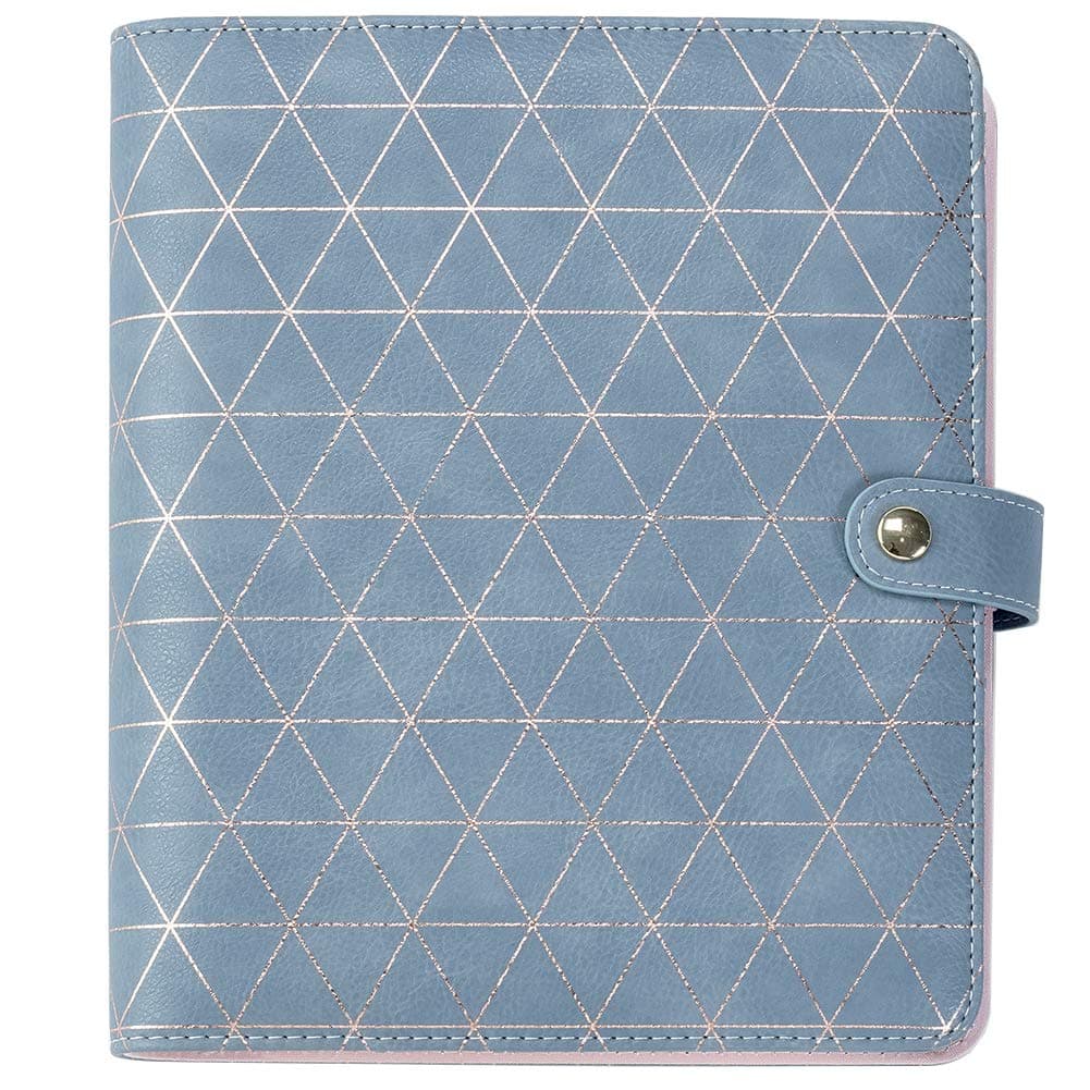 Leather Filofax 6 Round Ring Button Binder Refillable Blank Page 130 Sheets Premium Thick 100gsm Paper/ 7 Divider Tabs Random Pattern/ 2 Journal Stickers/ 2 Scratch Pads (Foilgold, A5) USA Ship