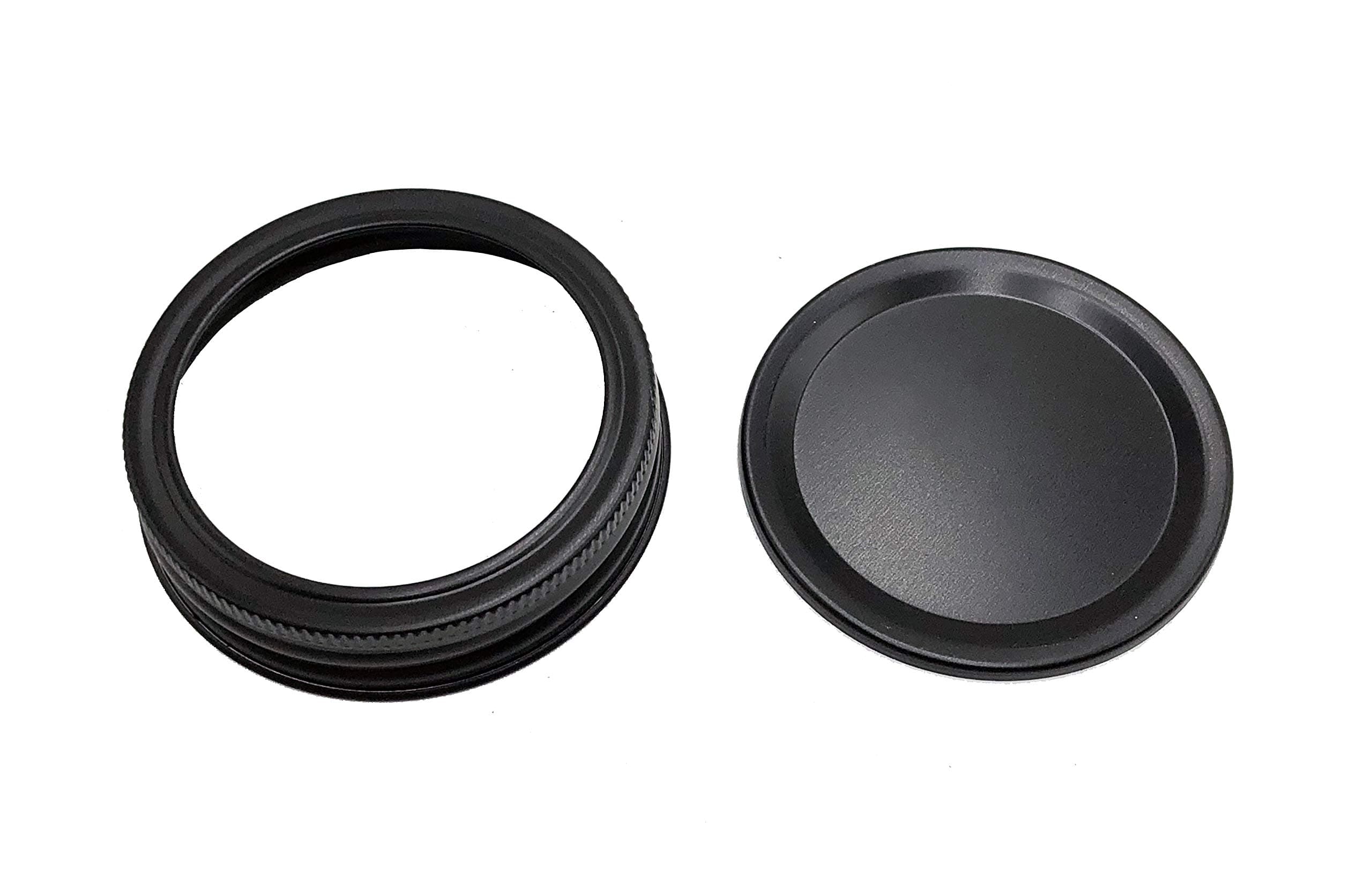 THINKCHANCES Black Rust Proof Ring with Air Tight Aluminum Insert Lid with Silicone Sealing Linear for Wide Mouth Transform Mason Ball Canning Jars (12 Pack, Wide Mouth)