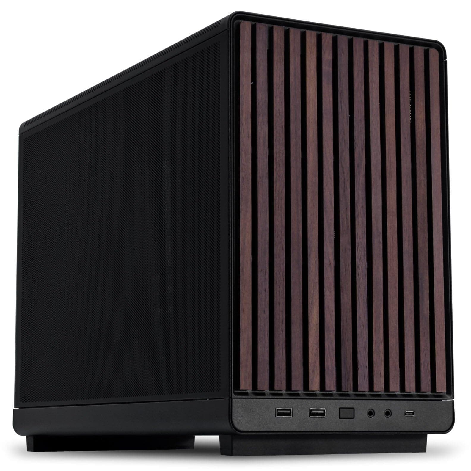 A3-mATX-WD-26.3L Micro Form Factor Chassis-No Fans Included-Supports 360mm AIO-Modularity Design-for M-ATX, ITX Motherboard-DAN Cases Collaboration-Wood Front Panel-Black (A3X-WD)