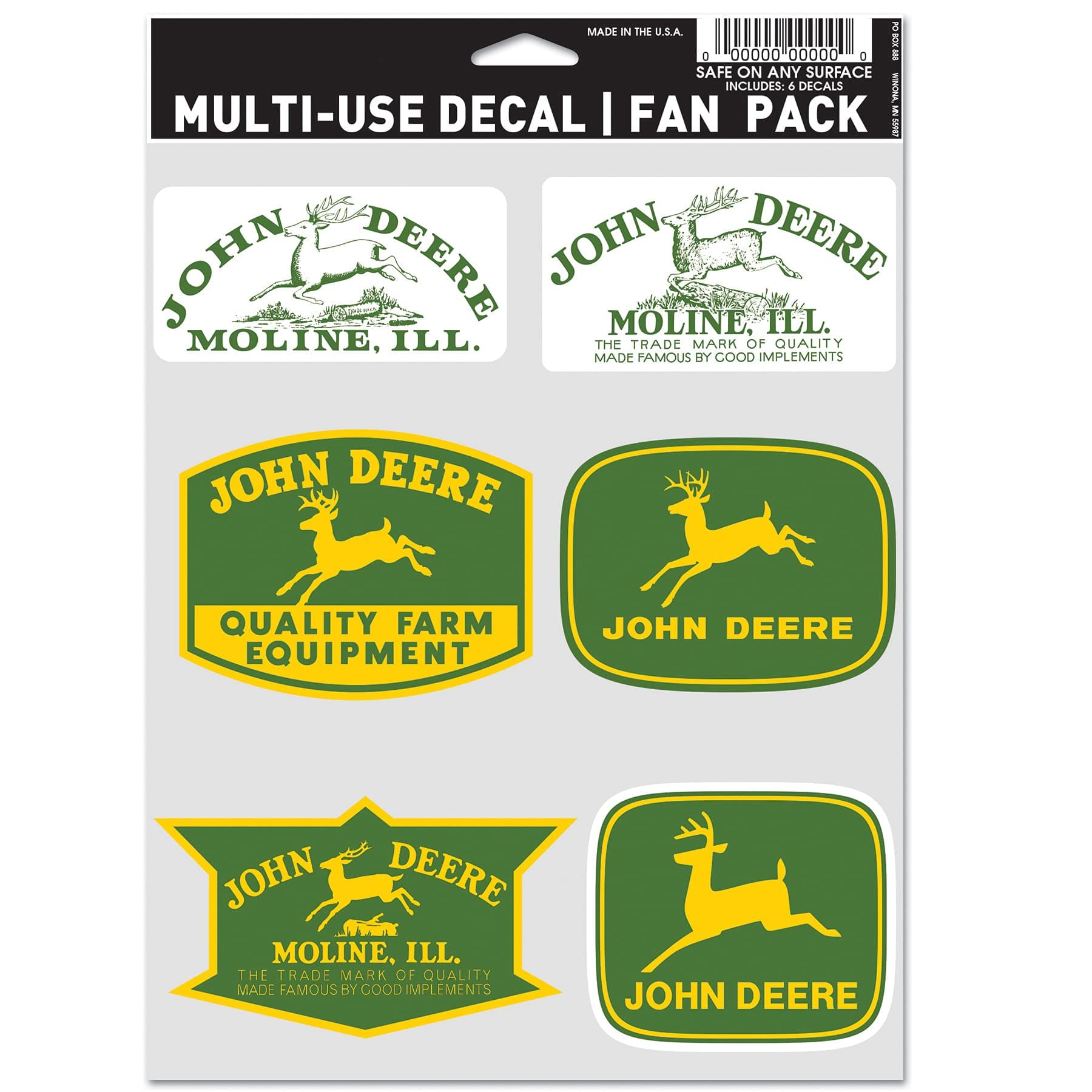 John Deere 6 Pack Multi-USE Decals 5.5X7.75 Logo Vintage