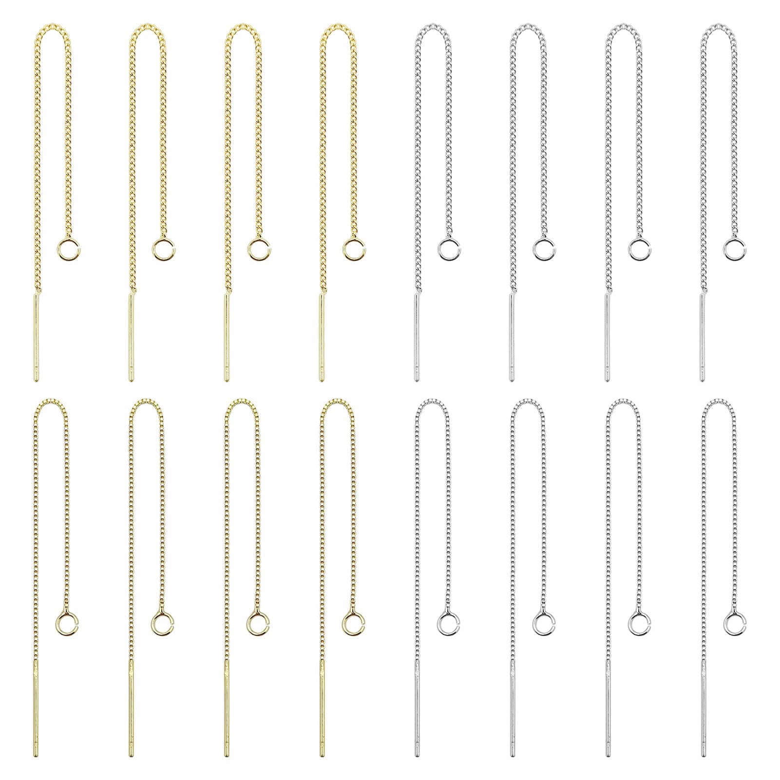OubakaOubaka 24pcs 8.5cm Ear Threads Long String Ear Threads Hypoallergenic Ear Threads Earrings with Loop Drop Earrings Tassel Chain Earrings for Earring Making DIY Jewelry Craft(2 Styles,2 Colors)