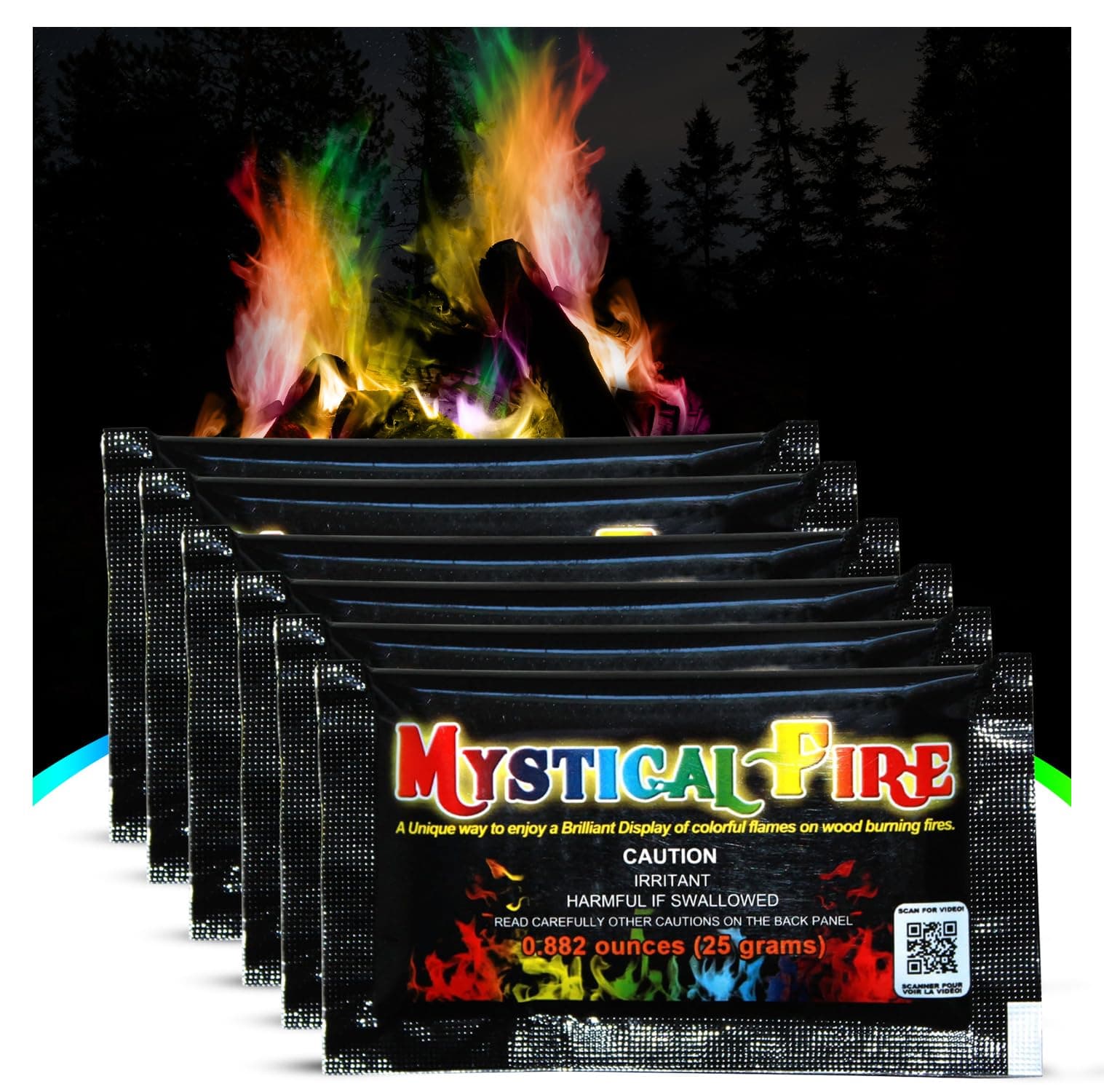Color Changing Packets Fire Pits Campfire Long-Lasting Enchanted Multi-Color Magical Family Fun for Indoor Fireplace or Outdoor Use 0.882 Ounces 6 Pack