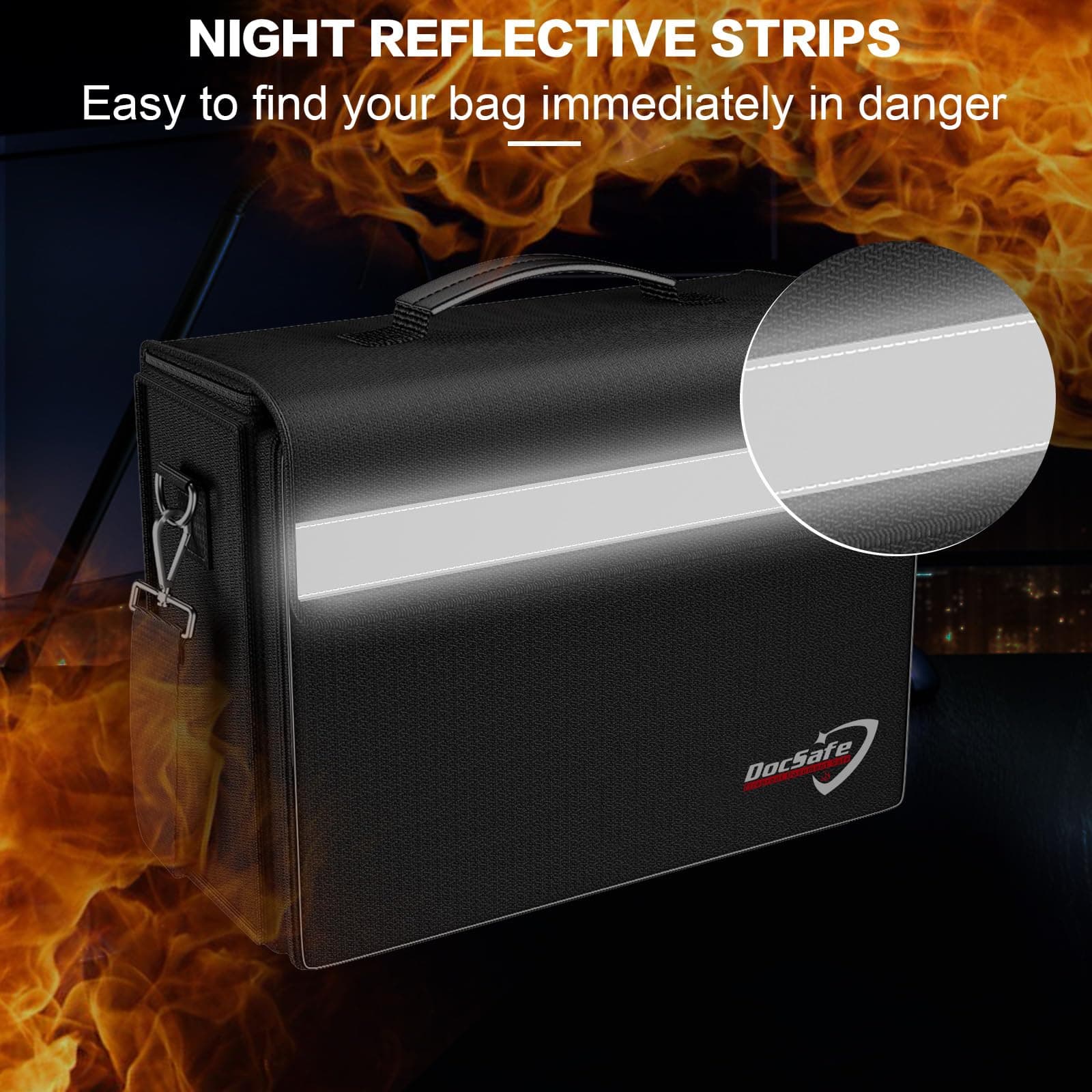 DocSafe Fireproof Document Bag with Multiple Pockets, 8000°FL (17"x12.5"x7.25") File Organizer, Fireproof Waterproof Bag, Important Document Holder, Home Office, Portable Filing Storage, Valuables,