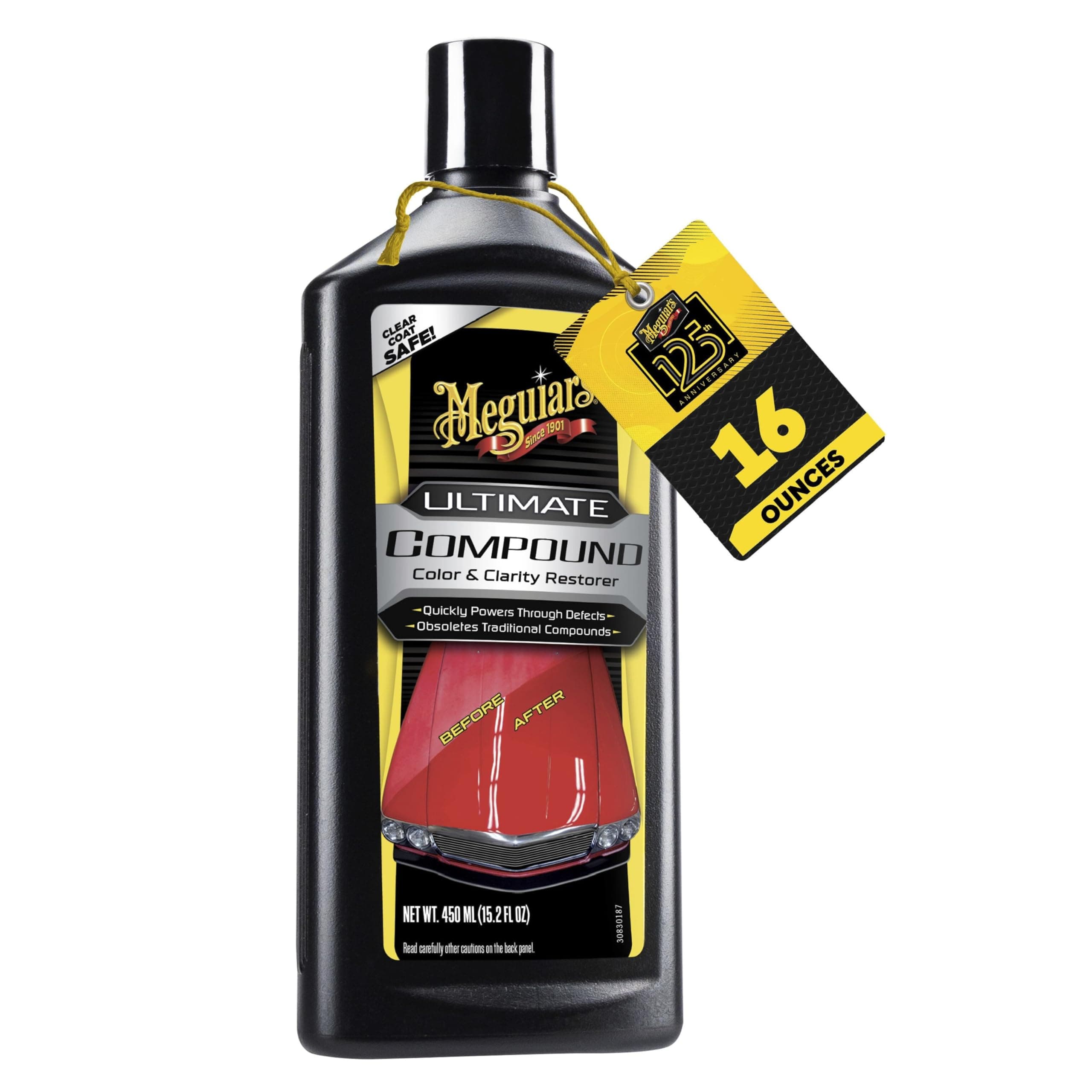 Meguiar's Ultimate Compound - Pro-Grade Car Scratch Remover, Paint Correction Compound that Removes Defects While Adding Gloss and Shine, Single Stage and Clear Coat Scratch Remove, 15.2 Oz