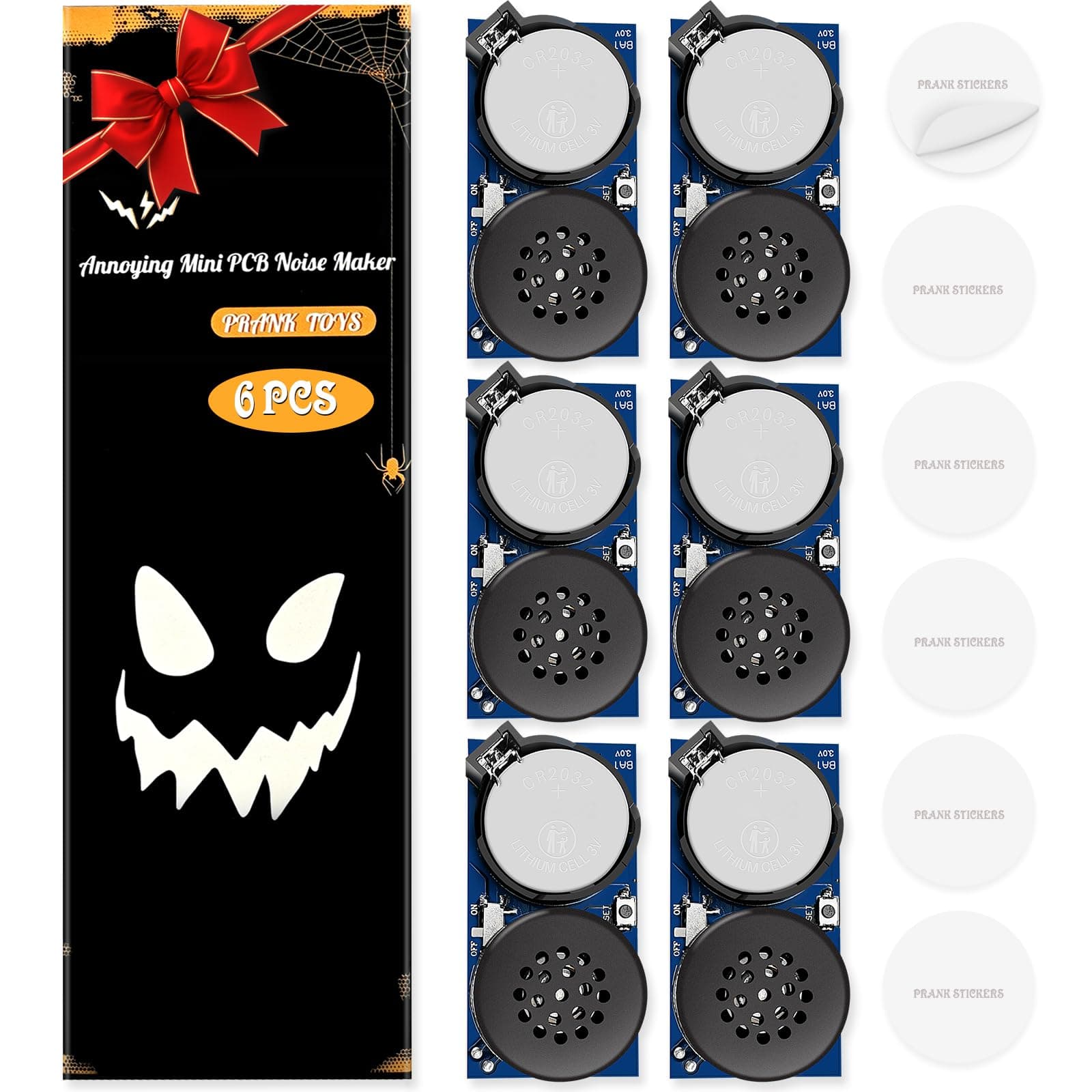 Noise Maker Prank, Mini PCB Irritating Noisemaker, Hidden Noise Maker Includes 7 Random Multiple Sounds, Cricket Chirp, Beeping & More, Cricket Noise Maker Prank for Party, Home, Office(6PCS)