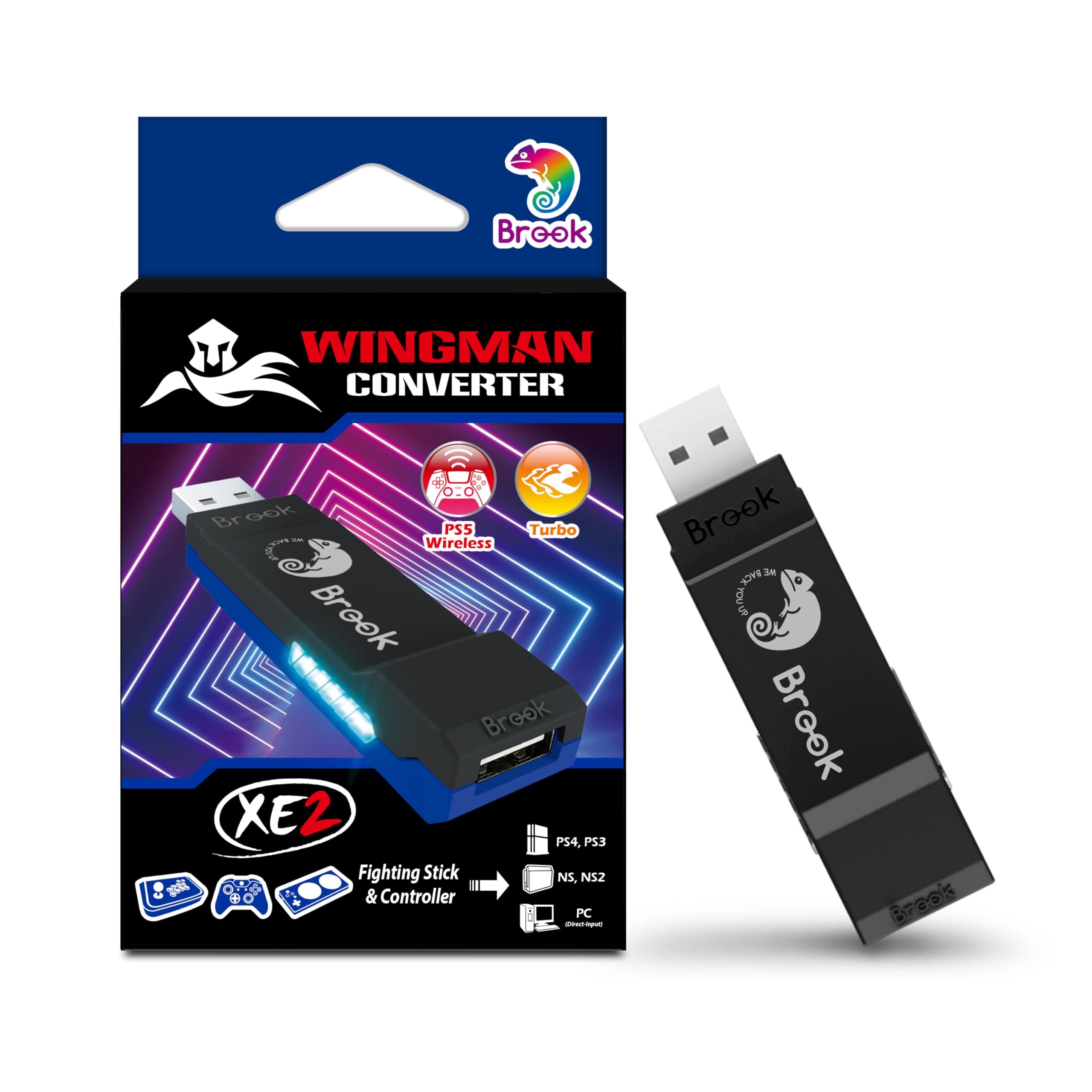 Wingman XE 2 Converter - Two in One Wireless Controller Adapter for PS, Switch Consoles, and PC, Supports Remap Adjustable Turbo, Blue