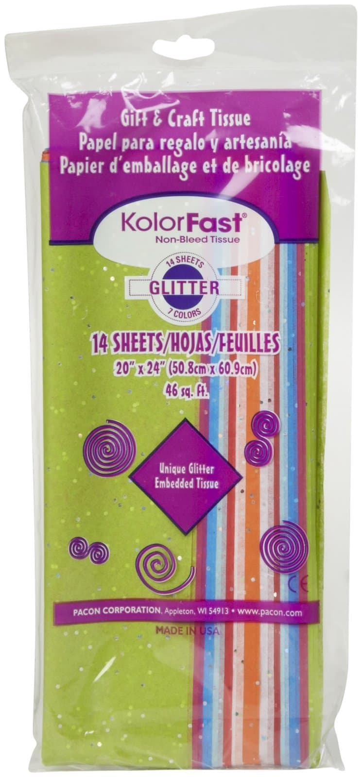 KolorFast Glitter Tissue Assortment, 14 Sheets