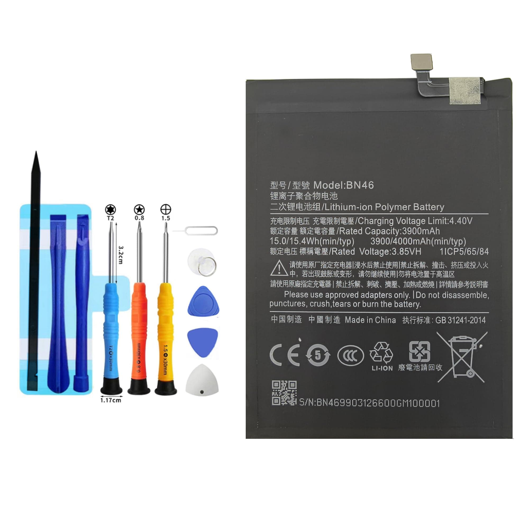 BN46 Replacement Battery for Redmi Note 8 Note 8T Redmi 7,Rechargeable 0 Cycle Battery Compatible with Redmi Note 8 Note 8T Redmi 7 with Repair Tool Kits