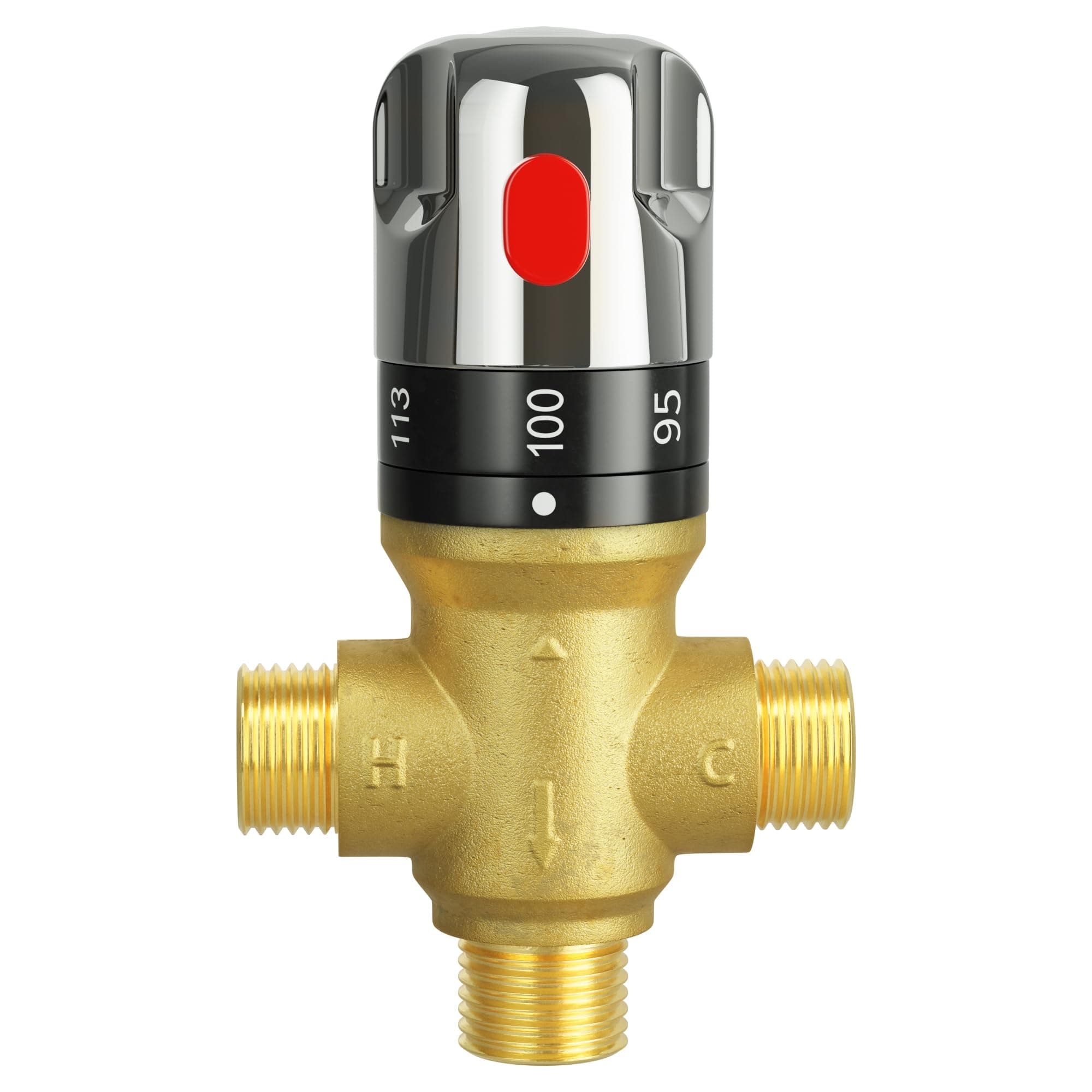 FUGO Thermostatic Mixing Valve, 1/2 NPT Solid Brass Temperature Control Valve
