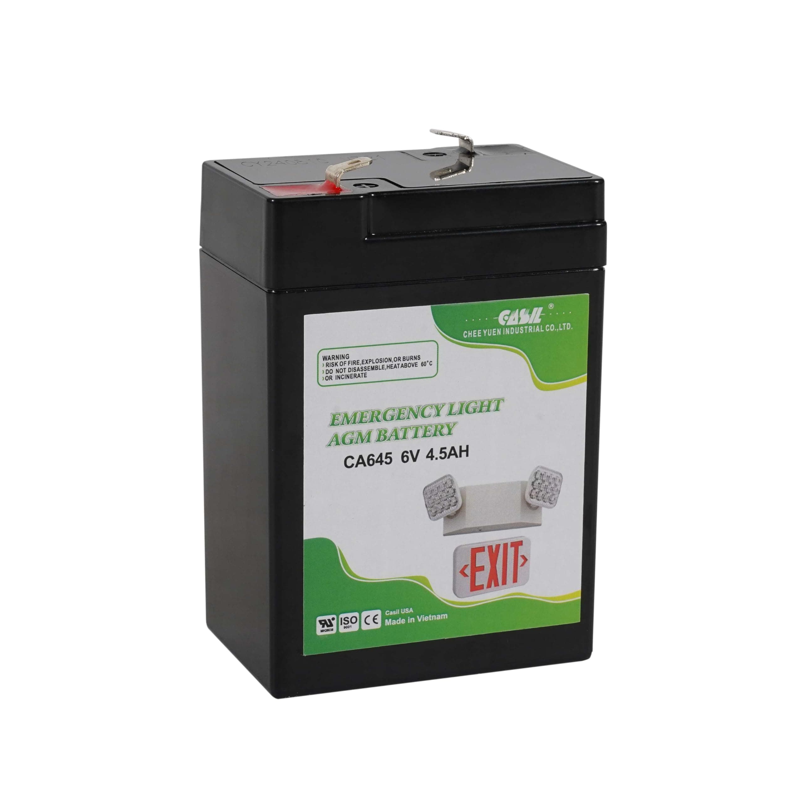 Casil Exit Sign Battery for Battery Powered Exit Sign - Exit Sign Battery Replacement ELB06042, SLA0905, 6V 4.5Ah, Lithonia, Emergency Exit Light Battery, Replacement Batteries for Exit Signs