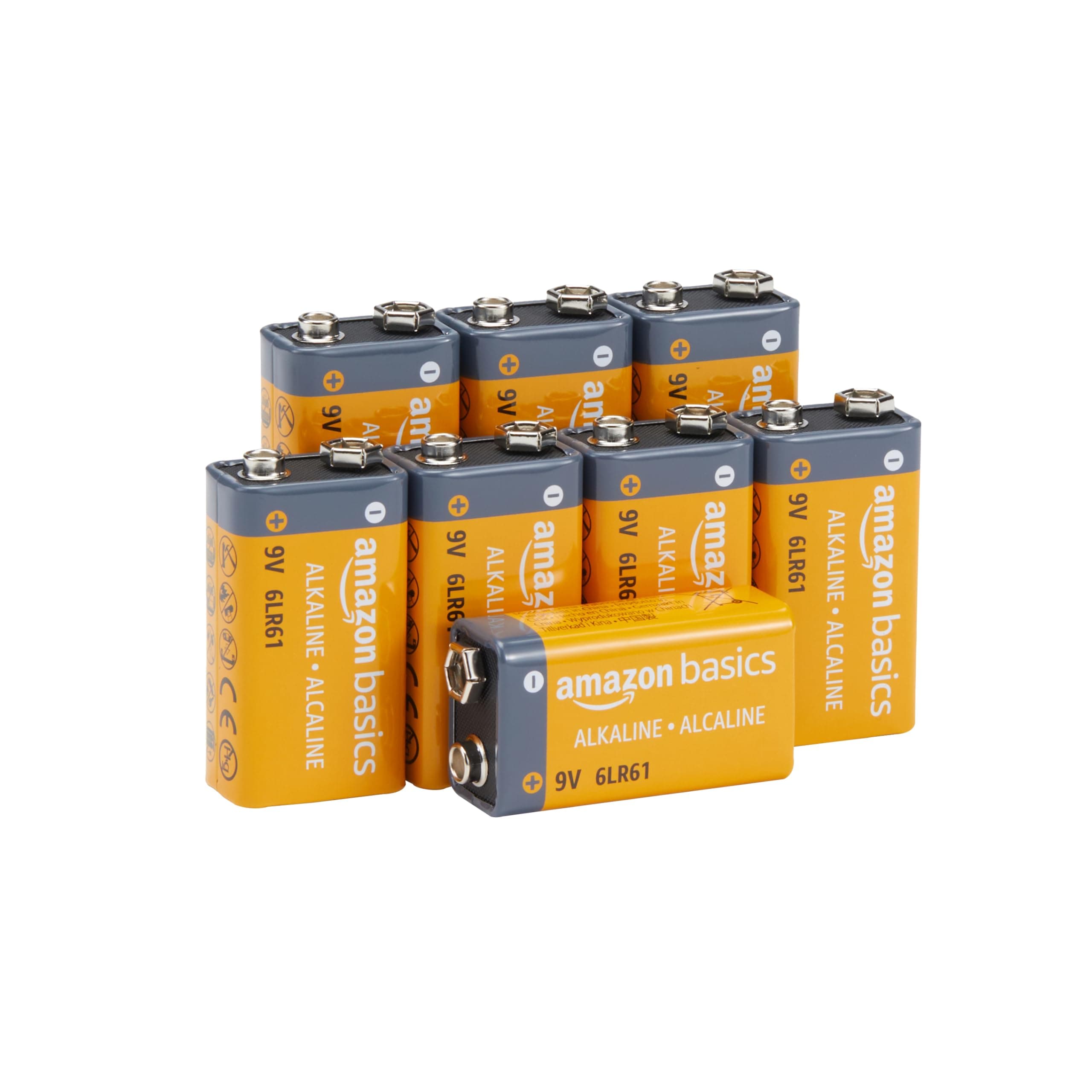 AmazonBasics 9 Volt Everyday Alkaline Batteries (8-Pack) - Appearance May Vary