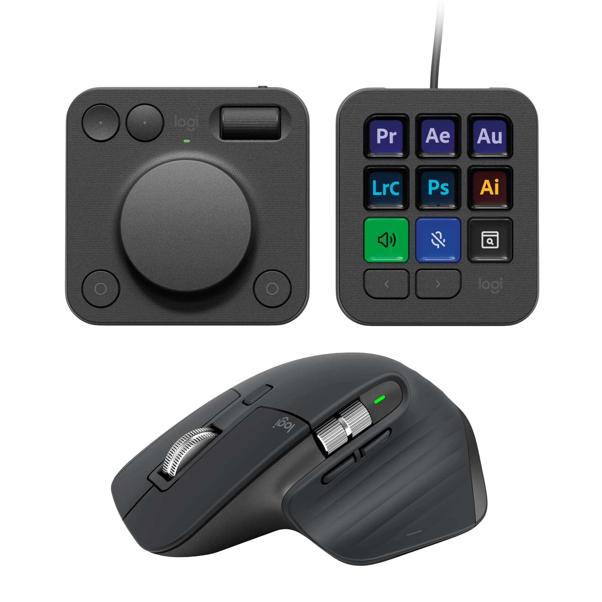 Logitech MX Master 3S Wireless Mouse Standard Edition with Logi Bolt USB Receiver + MX Creative Console: Mouse, Programmable Keys and Dial for Graphic Design, Video Editing, Adobe and More - Graphite