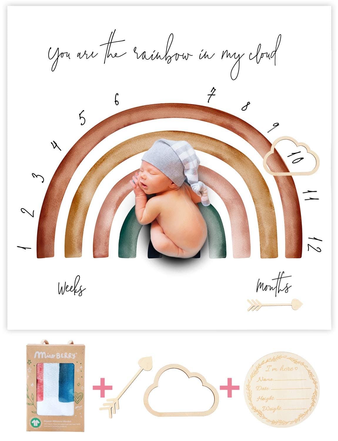 Miaoberry Rainbow Milestone blanket