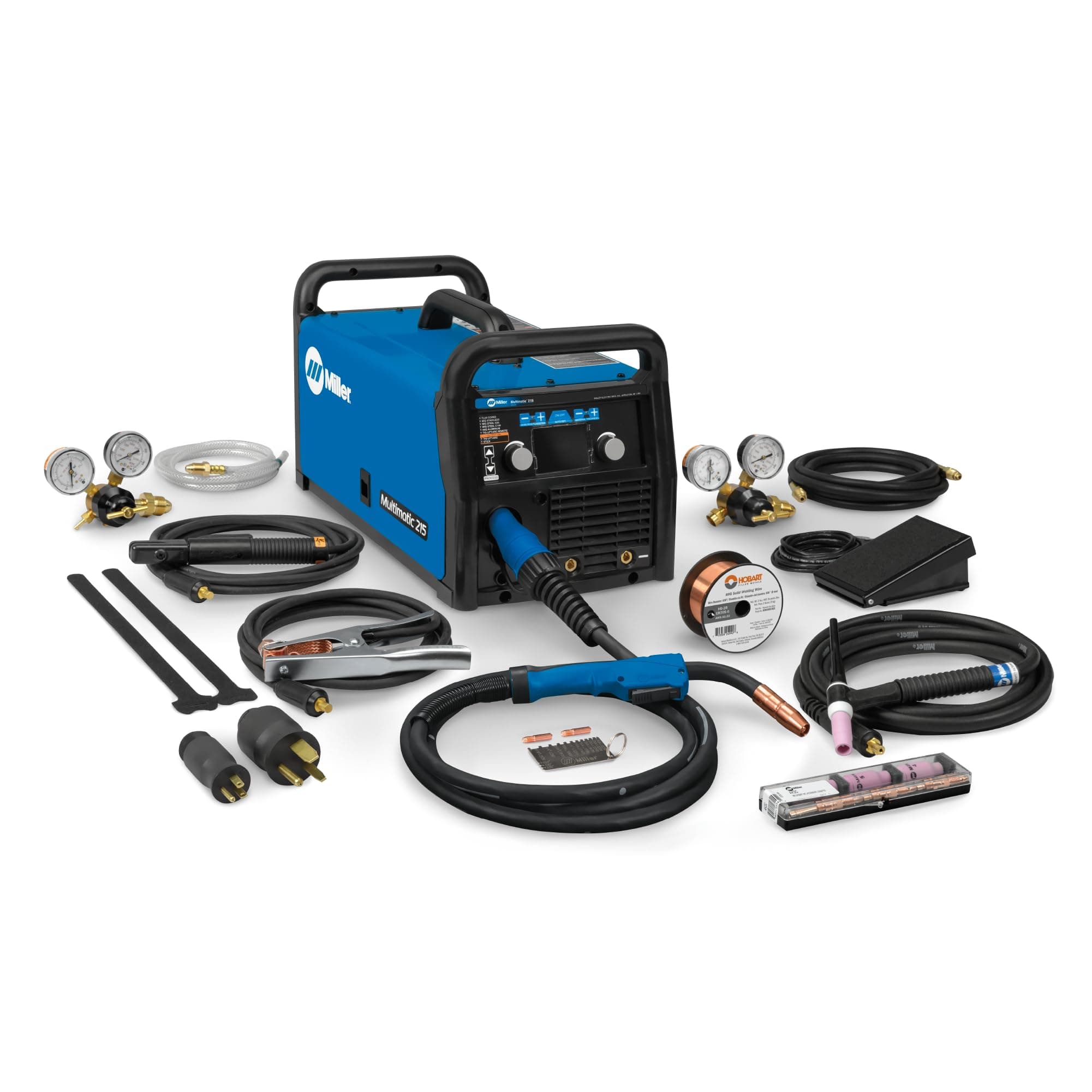 Miller Multimatic 215 Multiprocess Welder with TIG Kit - Multi-Process MIG, DC Stick, DC TIG & Flux Core Welding Engine Machine - Compatible MIG Welder Machine with Multi-Voltage Plug for 120V&240V