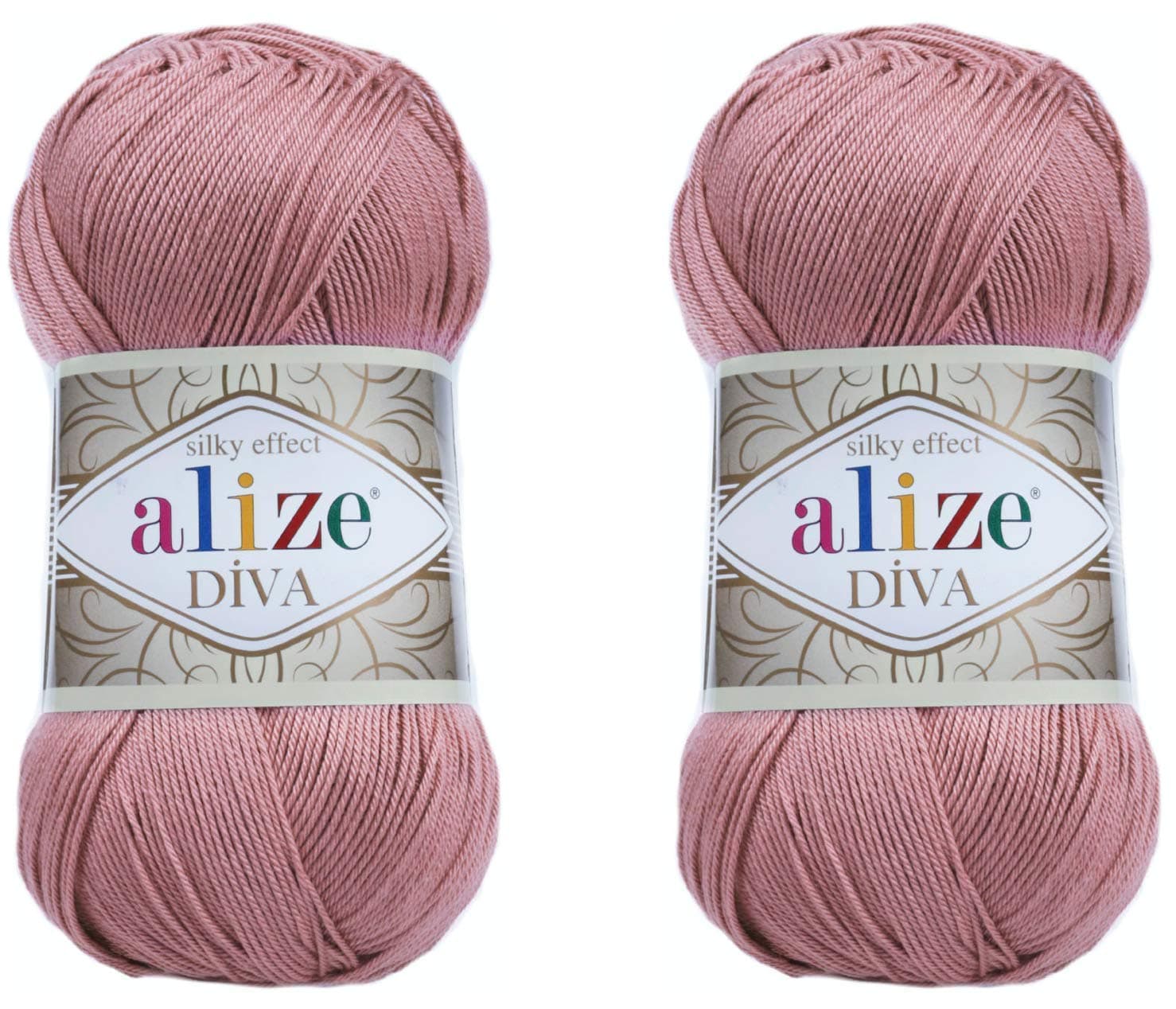 Diva Yarn Hand Knitting Yarn 100% Microfiber Acrylic Yarn Alize Diva Silk Effect Thread Crochet Art Lace Craft Lot of 2 skeins 200gr 767 yds (354-Rose)