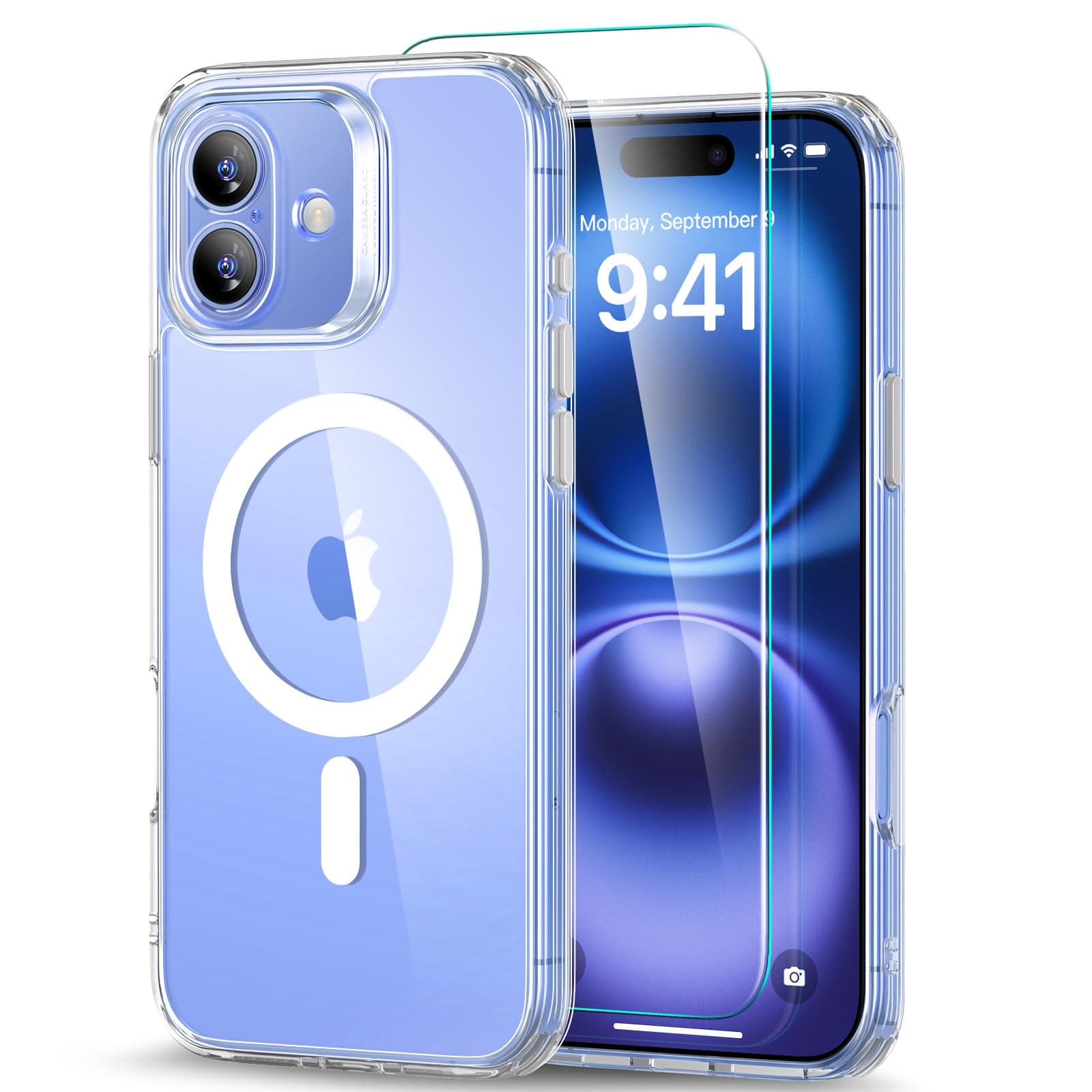 ESR for iPhone 16 Case (4 in 1) Set, Translucent Matte Case with Screen Protector, Compatible with MagSafe, Military-Grade Protection, Classic Series, Clear Set