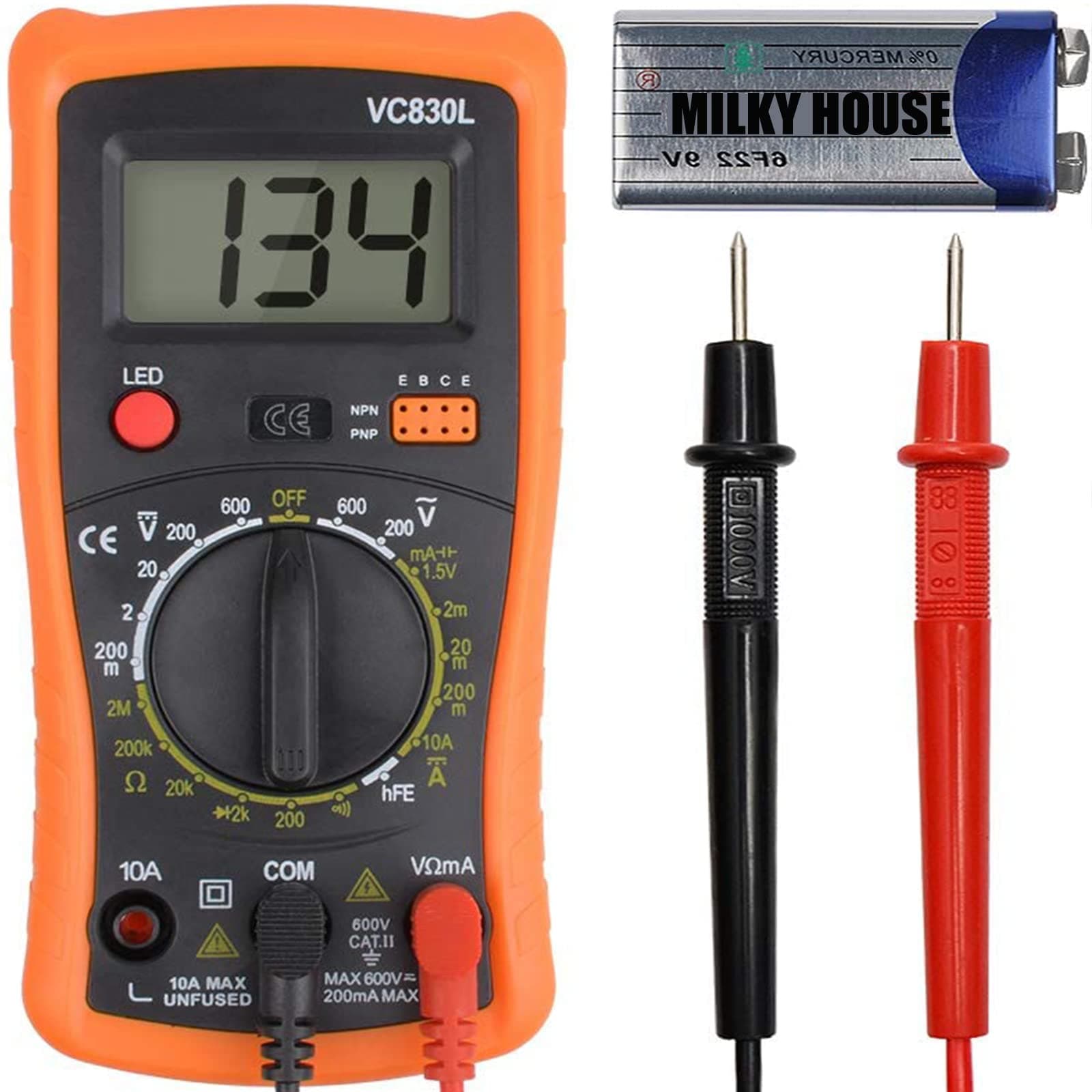 Digital Multimeter Pocket Clamp Multimeters Multi Tester Voltmeter Ammeter Ohmmeter AC/DC Ohm Volt Amp and Diode Voltage Electrical Tester Metre with Backlight LCD,Home Professional Use Automotive,etc