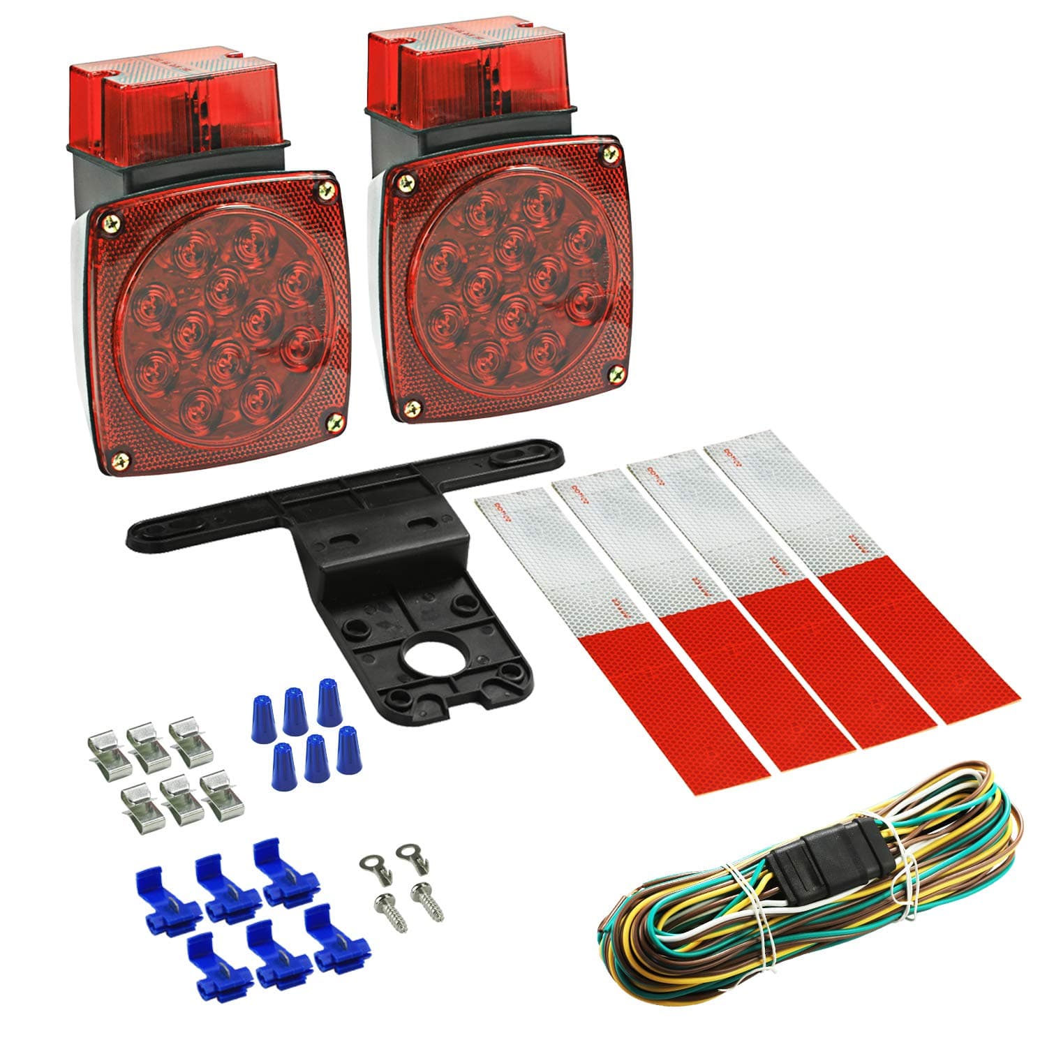 Wellmax12V LED Trailer Lights Kit | Submersible Tail Lights for: RV, Marine, Boat, Trailer + for All Outdoor terrains | DOT Compliant | Over 80 inches