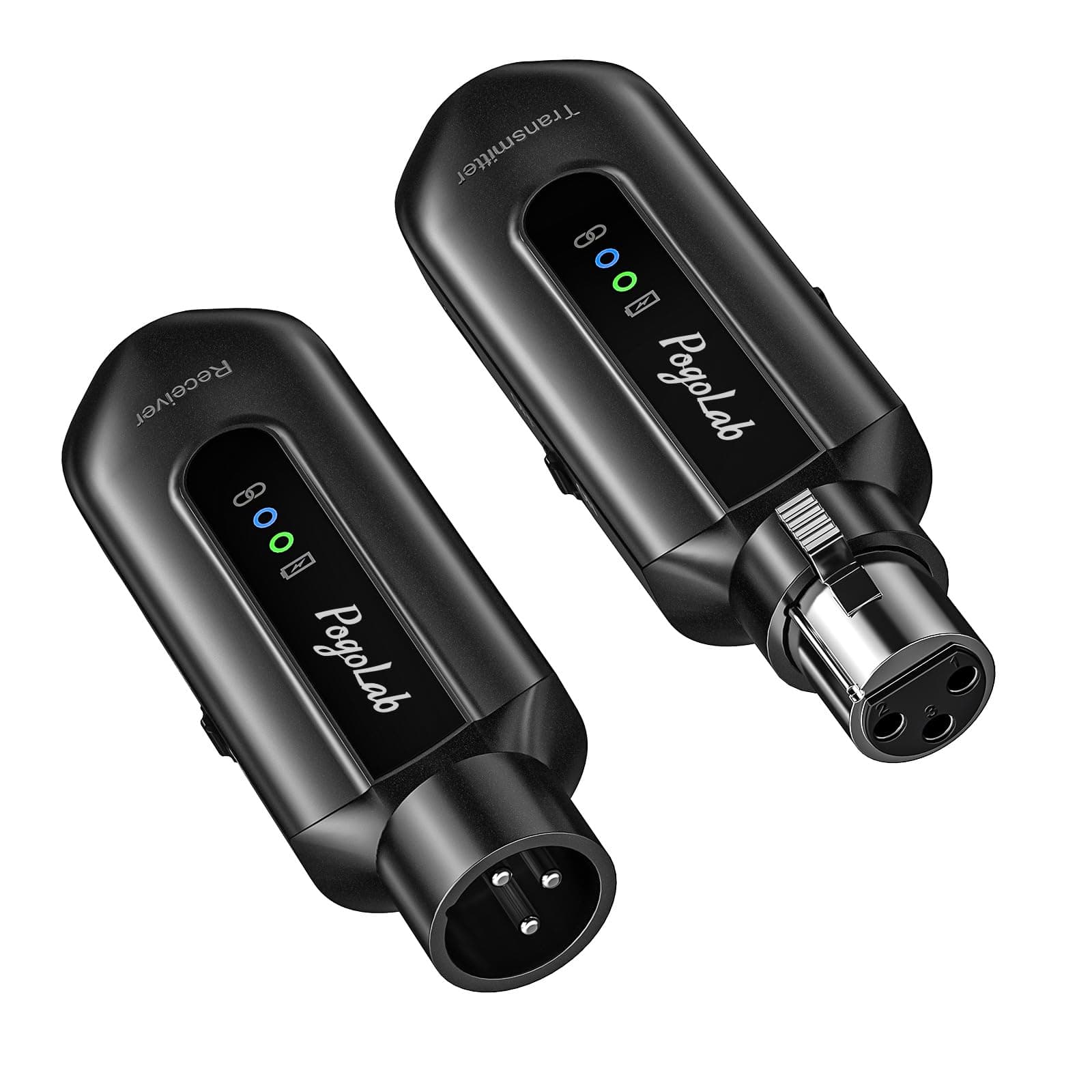 Wireless Microphone Transmitter Receiver 2.4Ghz, Wireless XLR Microphone System, Rechargeable Mic Adapter for Audio Mixer, Dynamic Mic, 48V Phantom Power for Condenser Mic