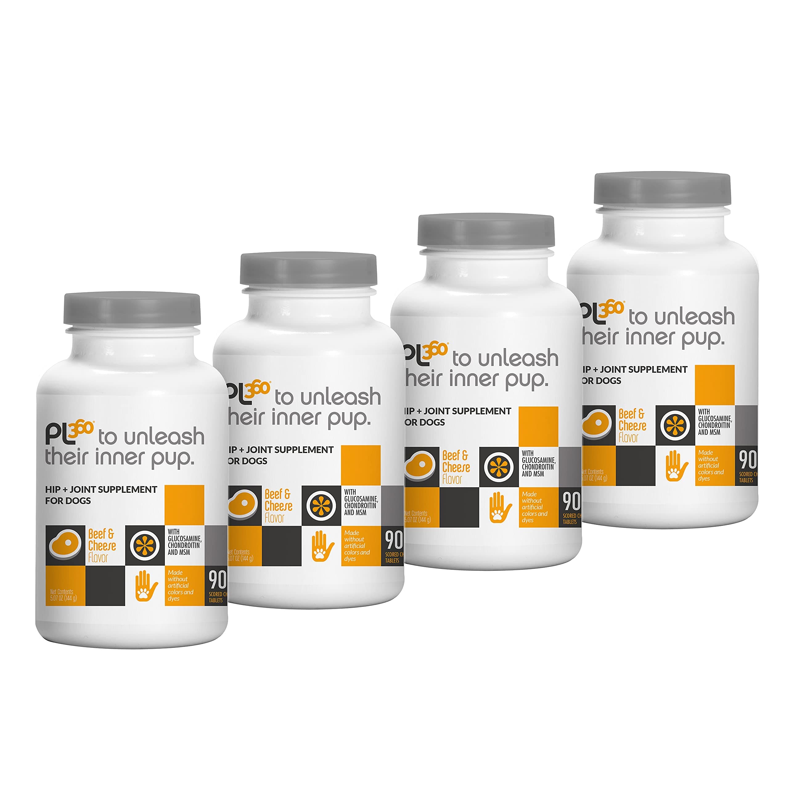 PL360 Advanced Hip and Joint Support Tablet for Dog | Advanced Support for Joint Cushioning & Mobility | Enhanced with Glucosamine, MSM & Arthogen Plus | Natural and Safe Ingredients | 360 Count