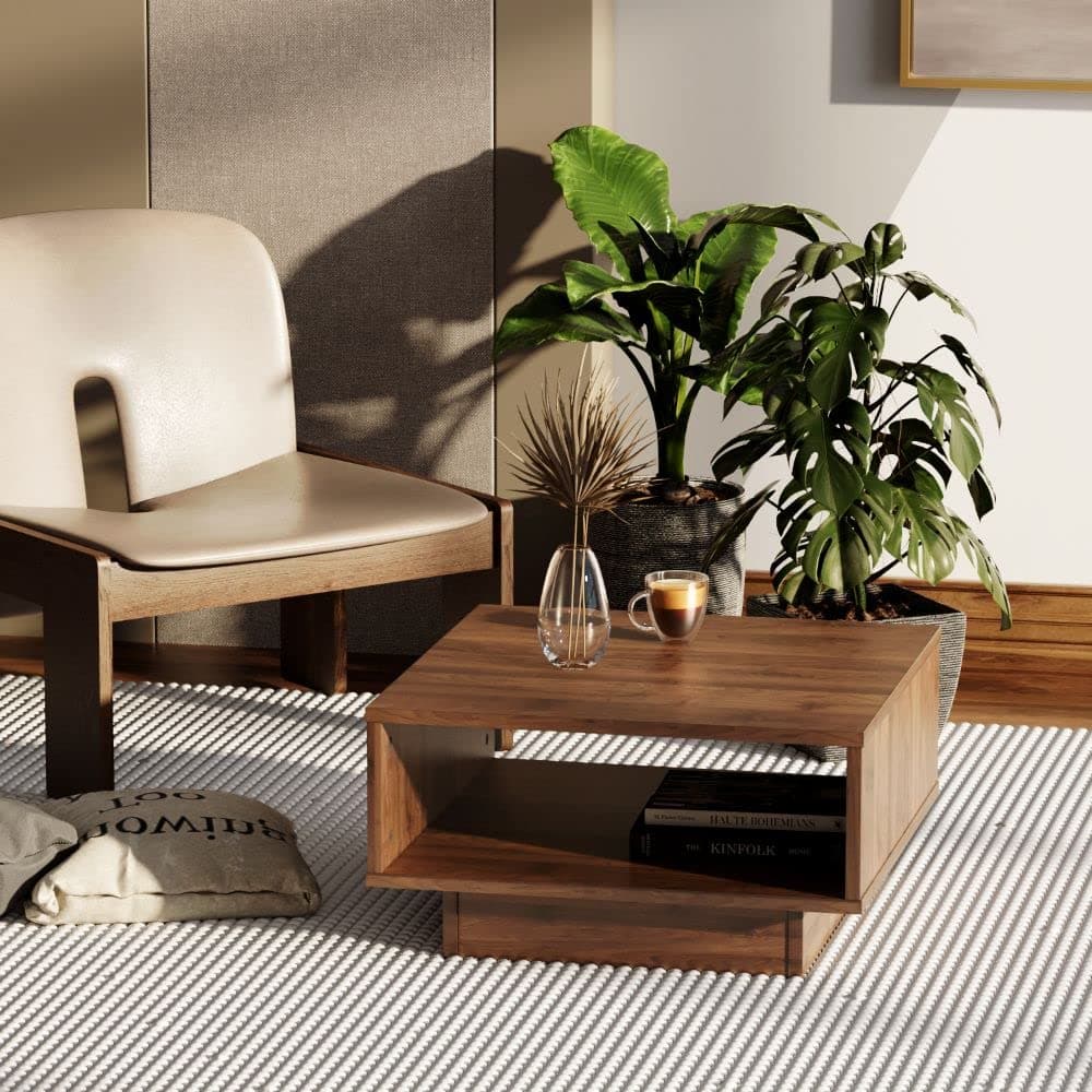 Wakefit Coffee Table | 1 Year Warranty | Center Table, Tea Table, Center Table for Living Room, Coffee Table for Living Room, Engineered Wood (Breve - Brown)
